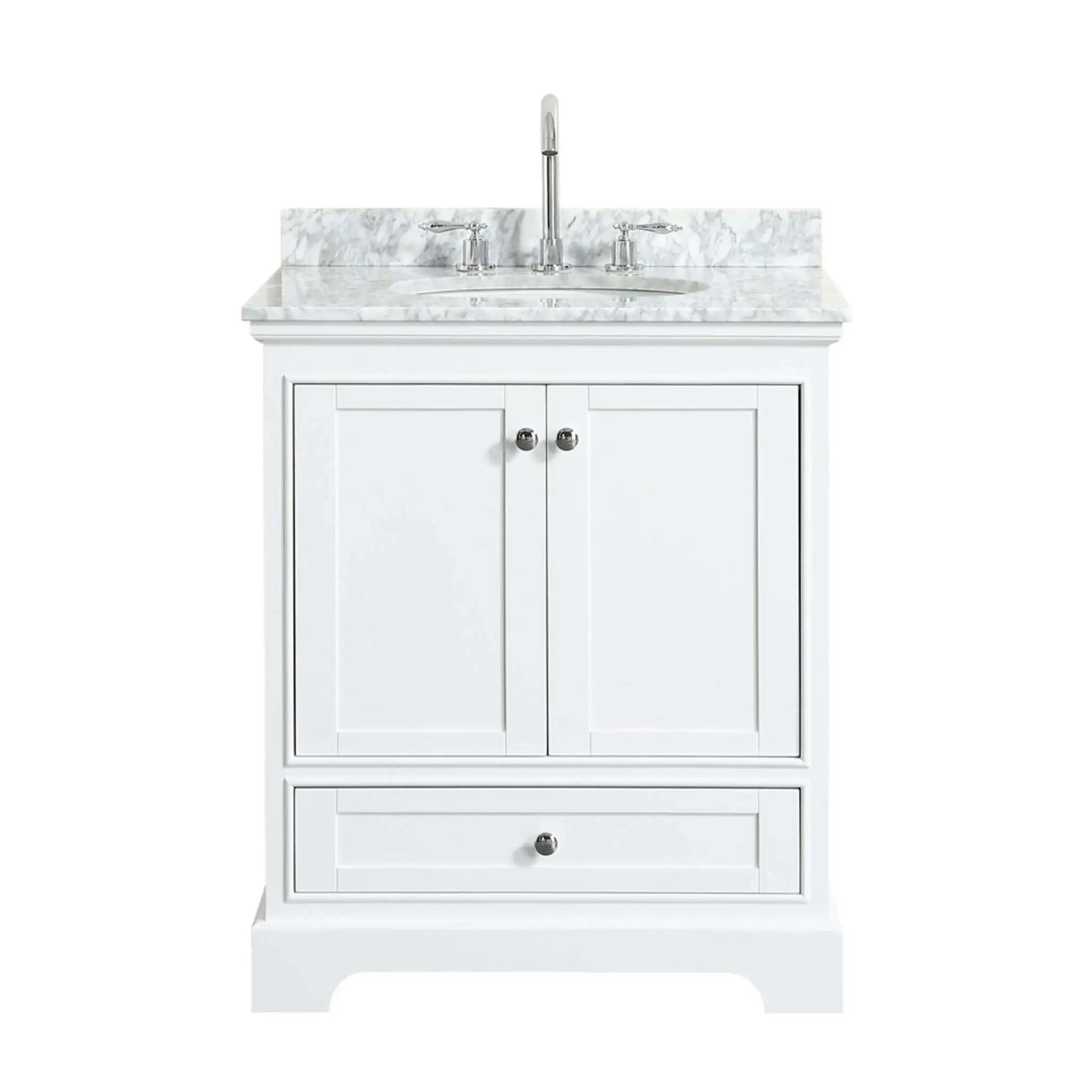 30" Deborah Single Bathroom Vanity in White with Polished Chrome Trim by Wyndham