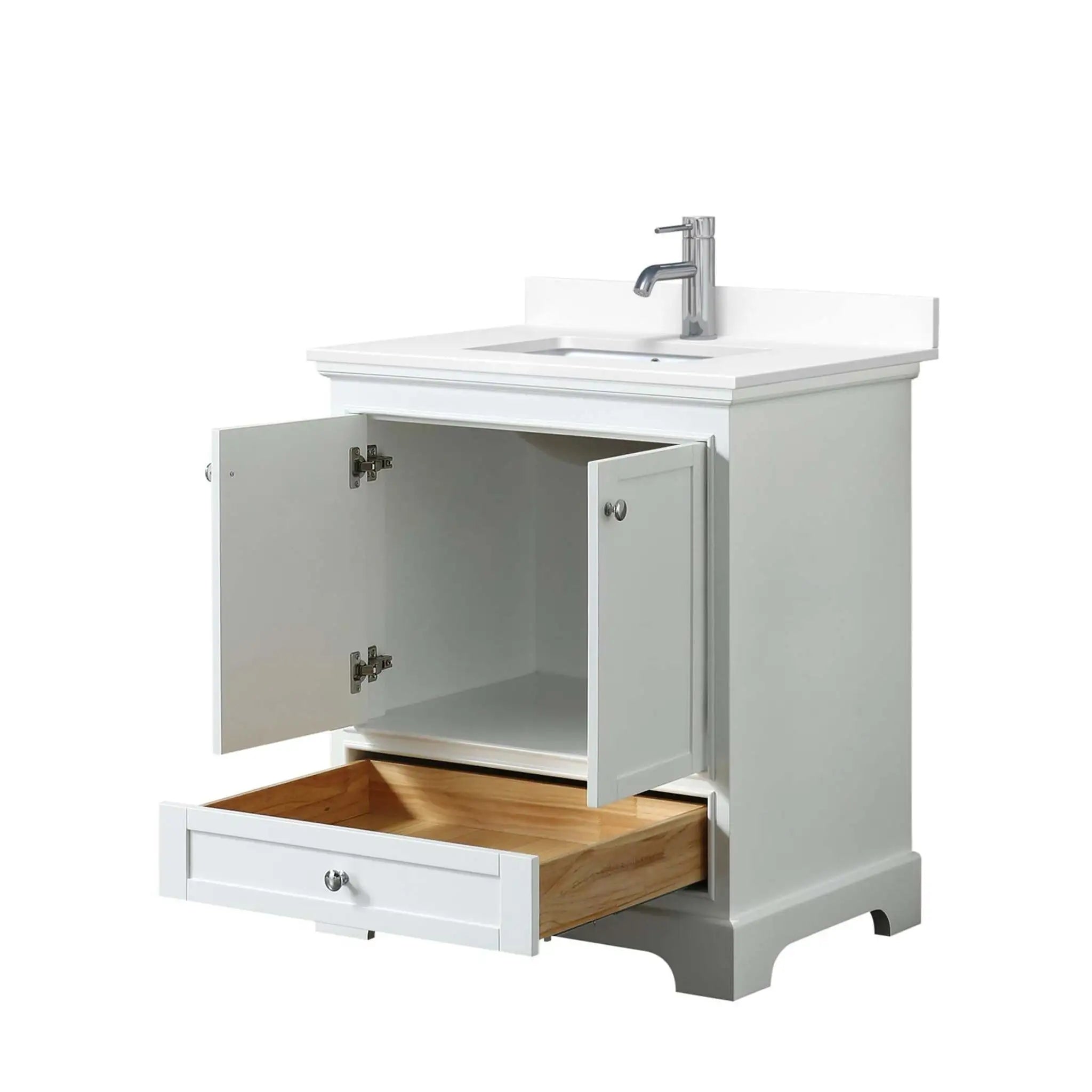 30" Deborah Single Bathroom Vanity in White with Polished Chrome Trim by Wyndham