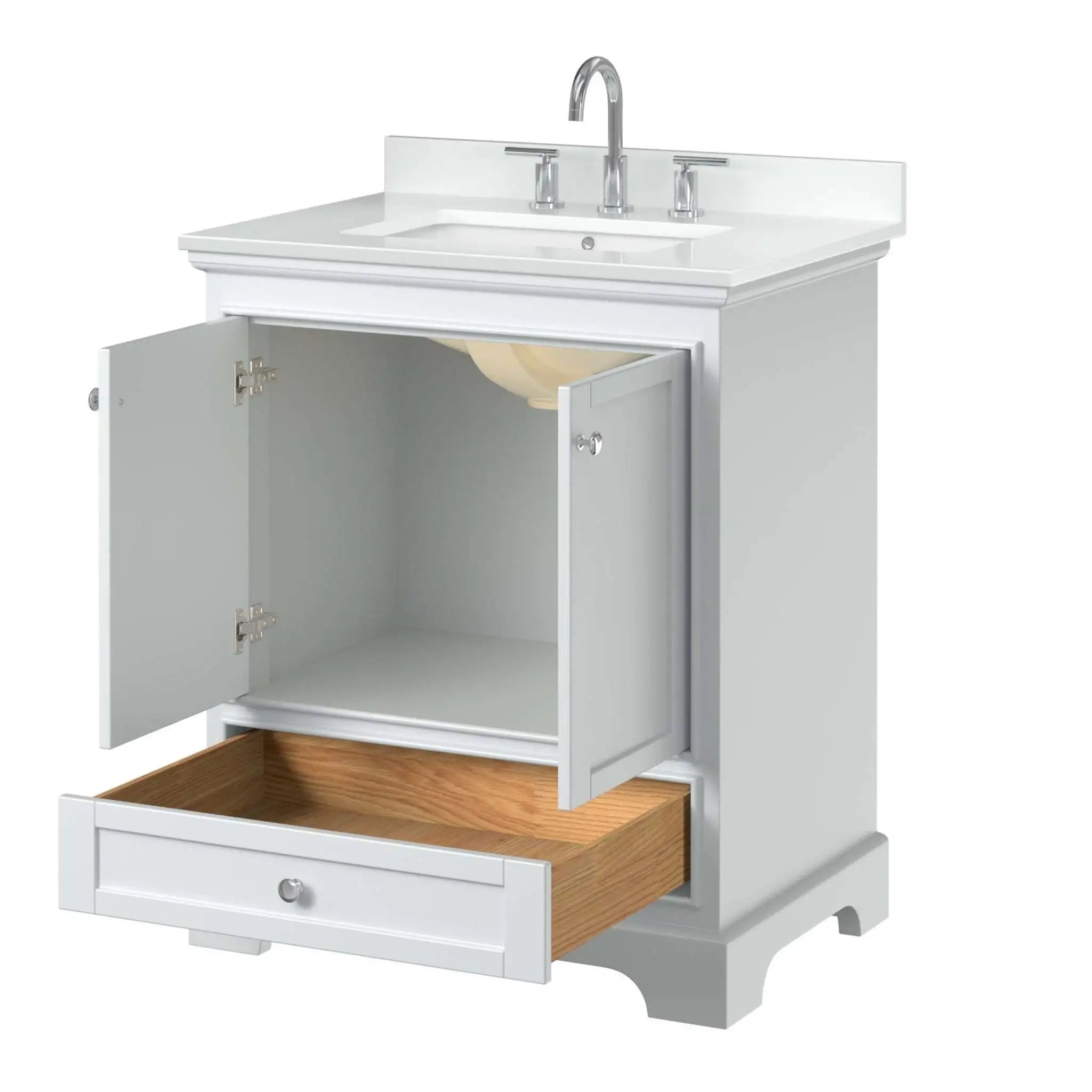 30" Deborah Single Bathroom Vanity in White with Polished Chrome Trim by Wyndham