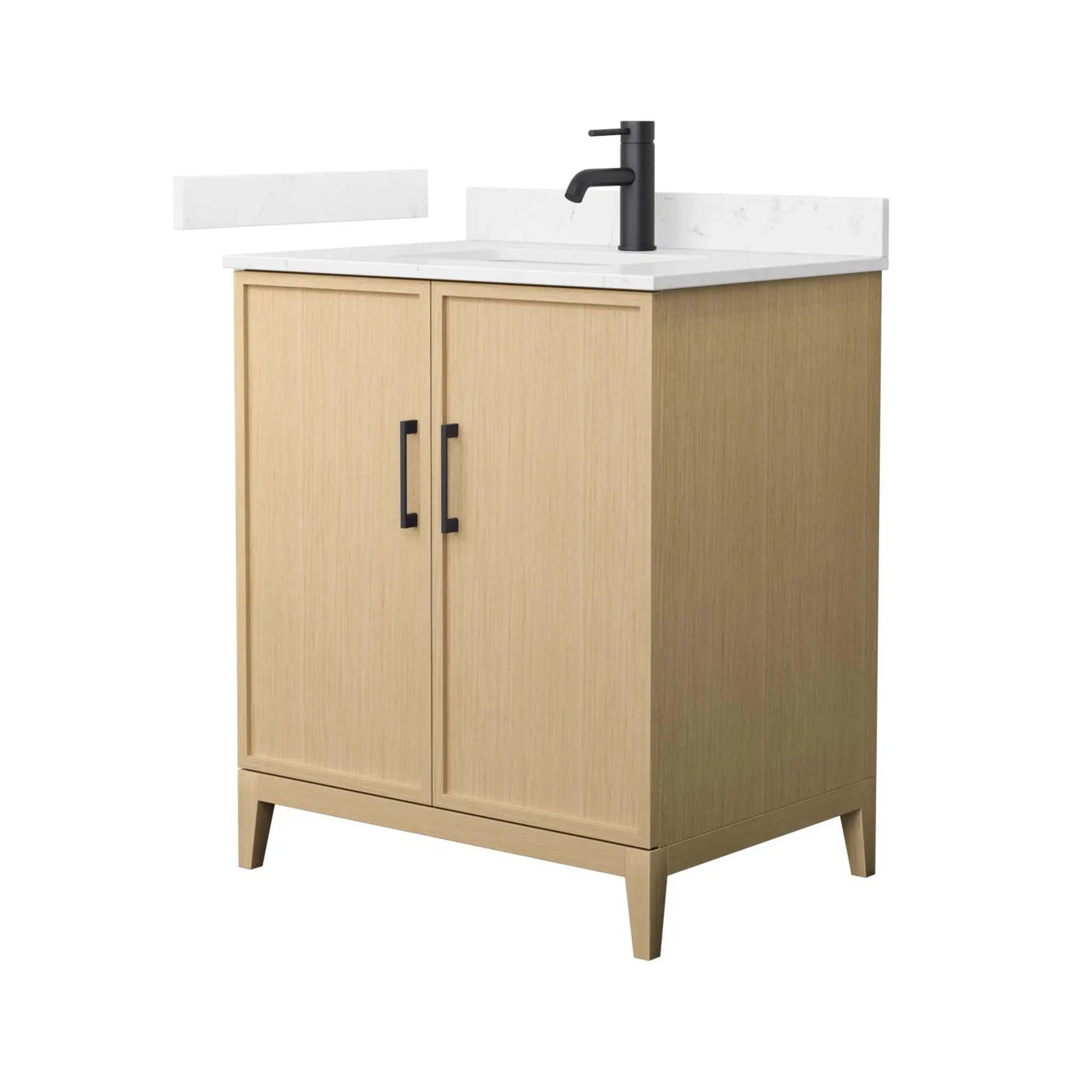 30" Elan Single Bathroom Vanity in White Oak with Matte Black Trim by Wyndham