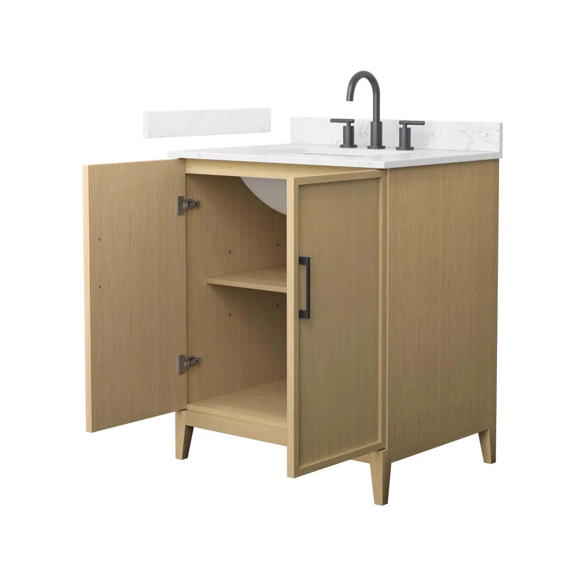 30" Elan Single Bathroom Vanity in White Oak with Matte Black Trim by Wyndham