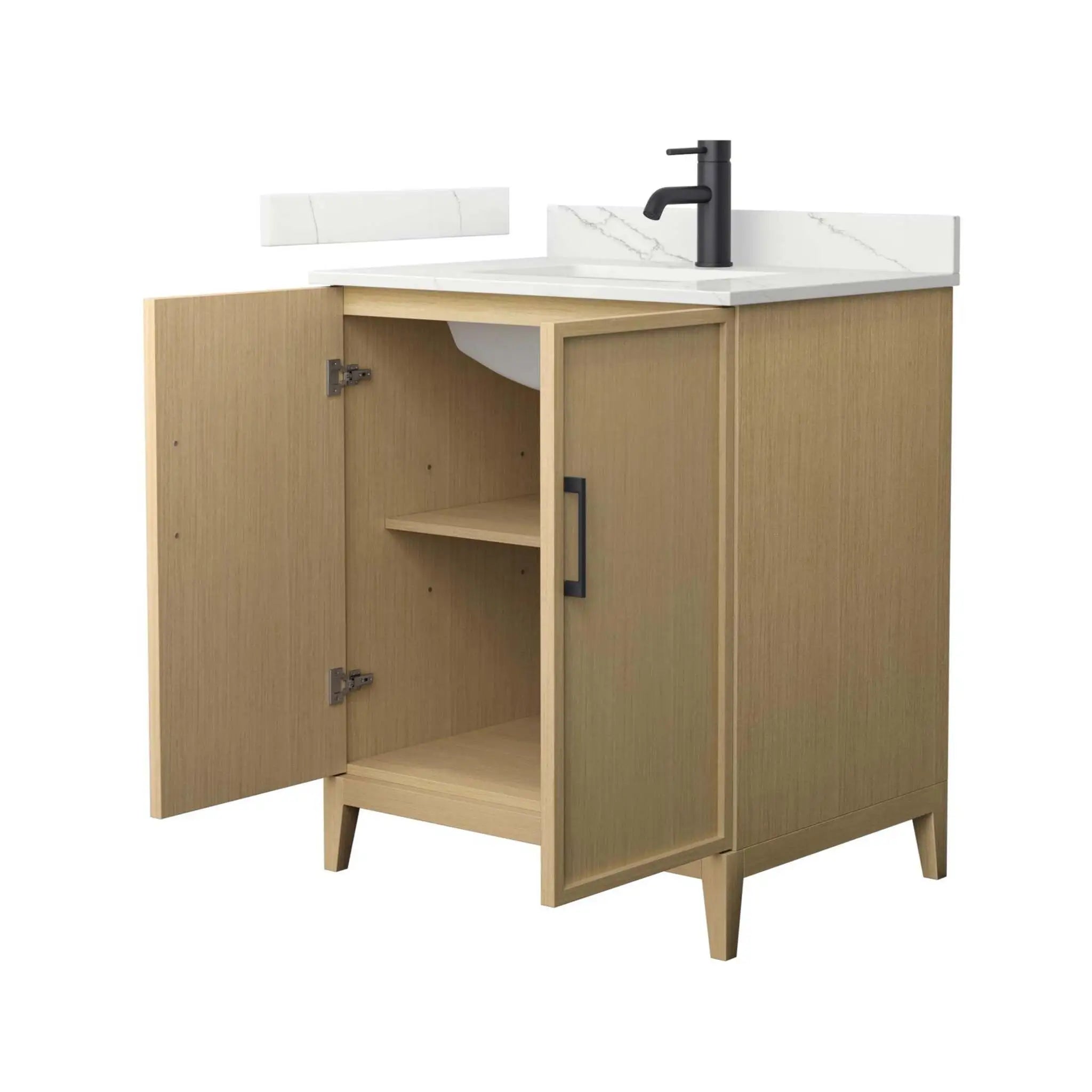30" Elan Single Bathroom Vanity in White Oak with Matte Black Trim by Wyndham