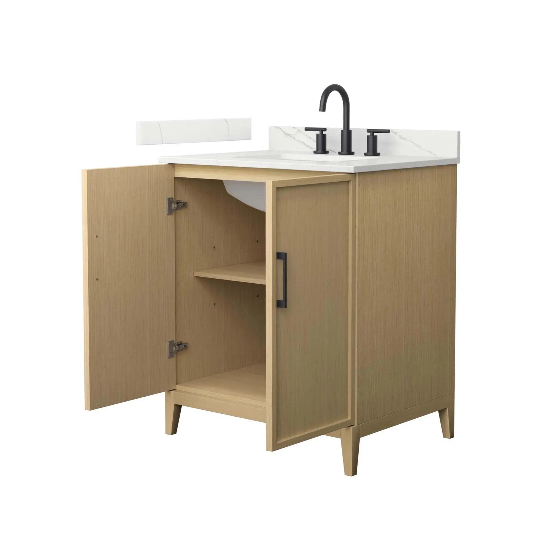 30" Elan Single Bathroom Vanity in White Oak with Matte Black Trim by Wyndham