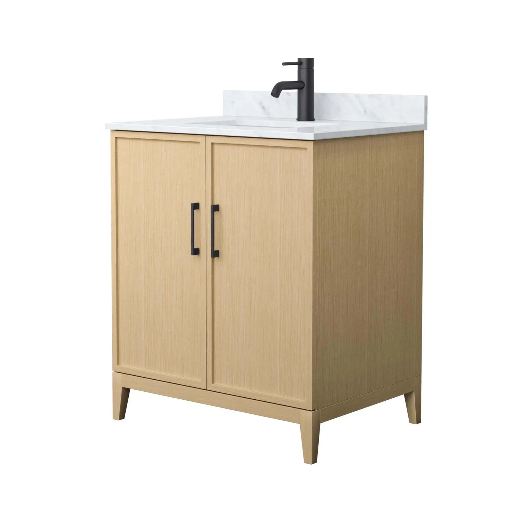 30" Elan Single Bathroom Vanity in White Oak with Matte Black Trim by Wyndham