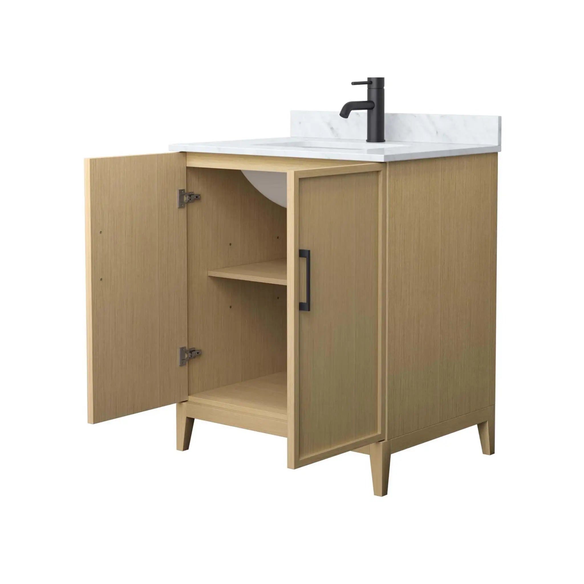 30" Elan Single Bathroom Vanity in White Oak with Matte Black Trim by Wyndham