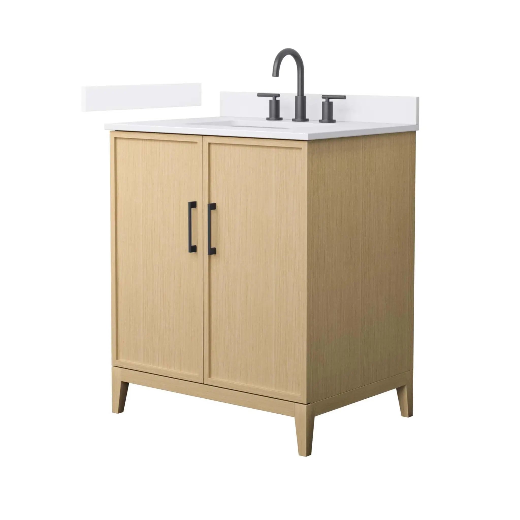 30" Elan Single Bathroom Vanity in White Oak with Matte Black Trim by Wyndham