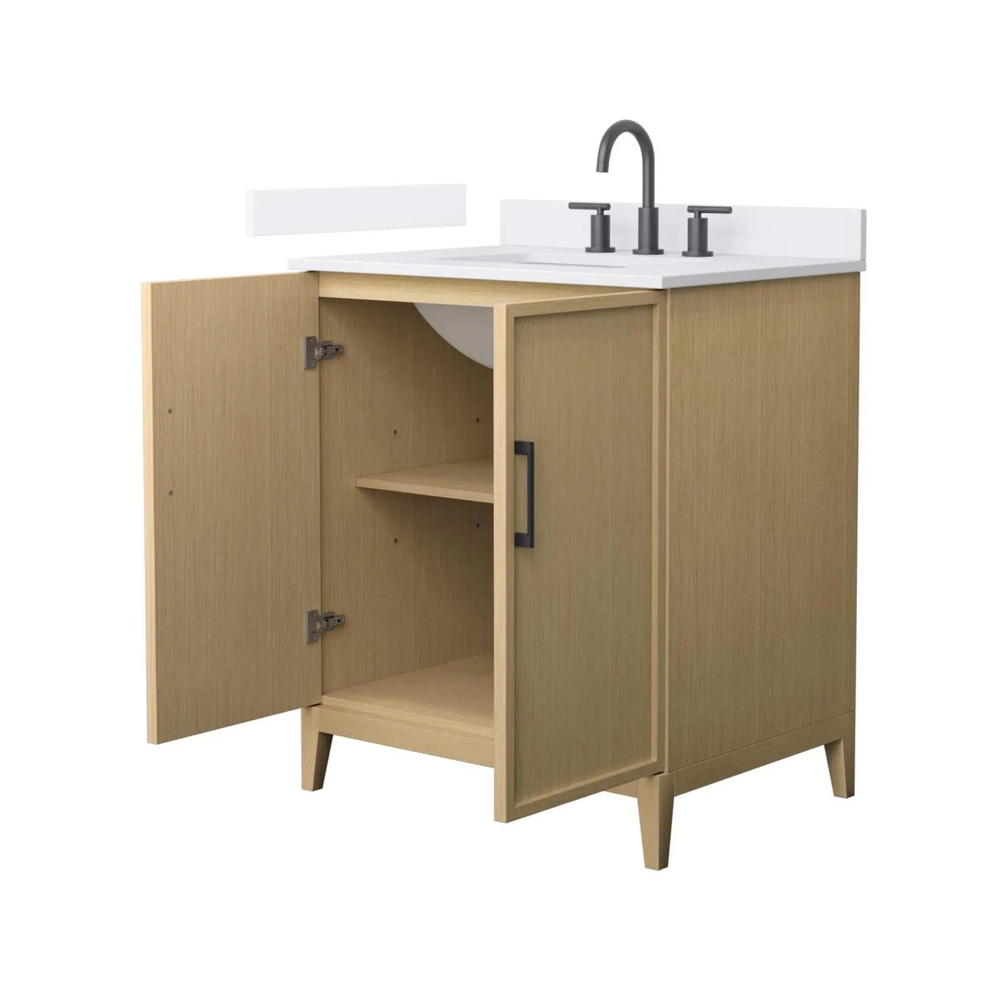 30" Elan Single Bathroom Vanity in White Oak with Matte Black Trim by Wyndham