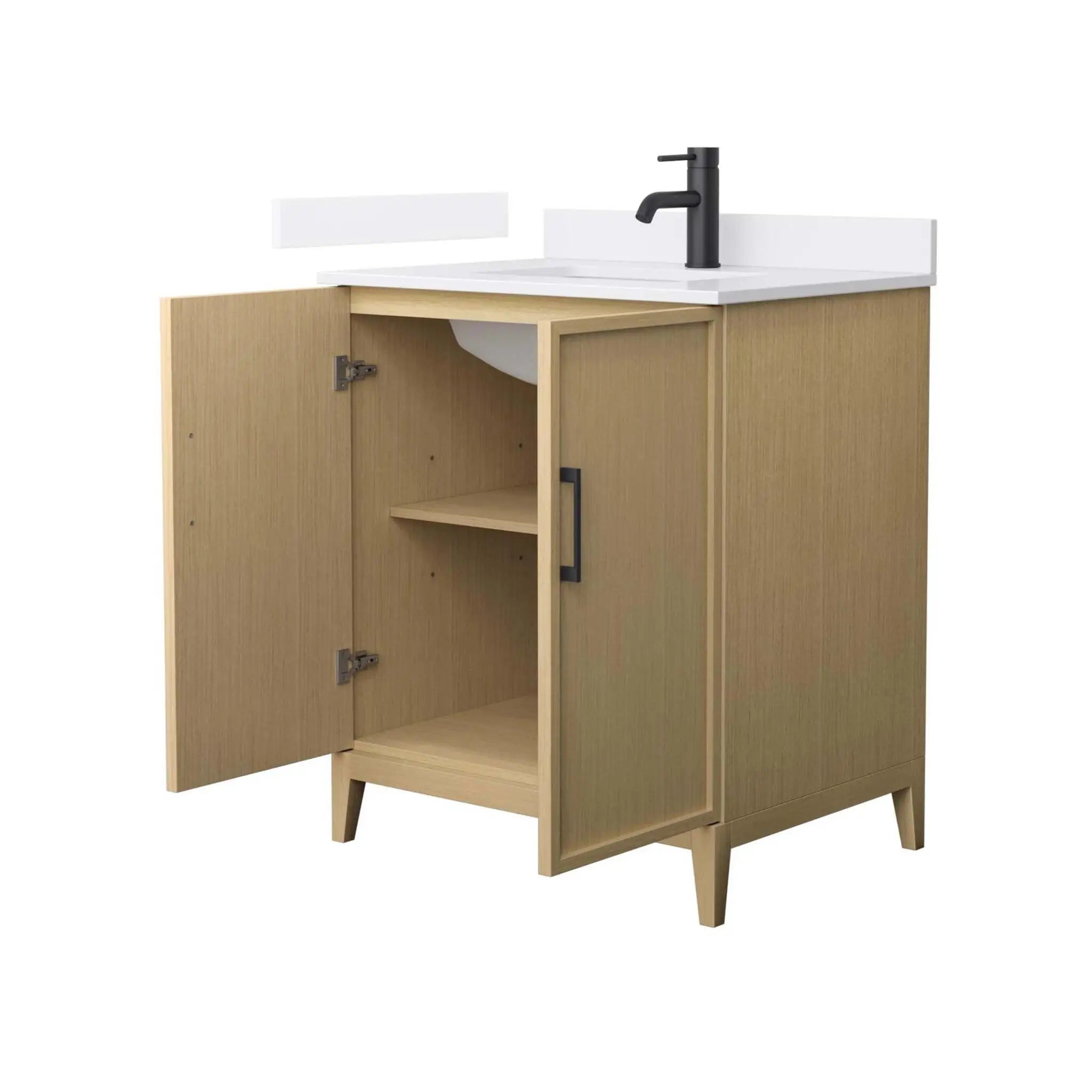 30" Elan Single Bathroom Vanity in White Oak with Matte Black Trim by Wyndham