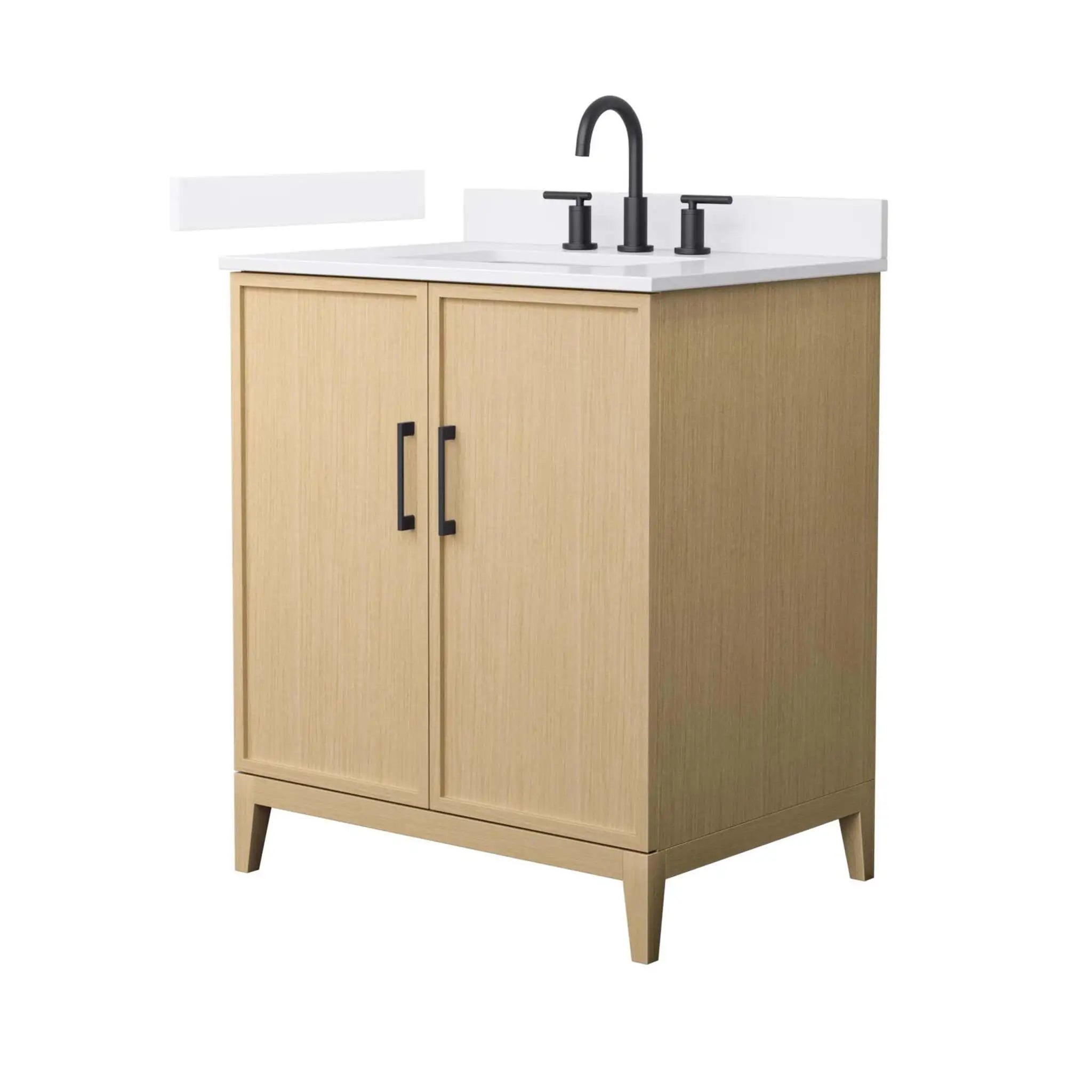 30" Elan Single Bathroom Vanity in White Oak with Matte Black Trim by Wyndham