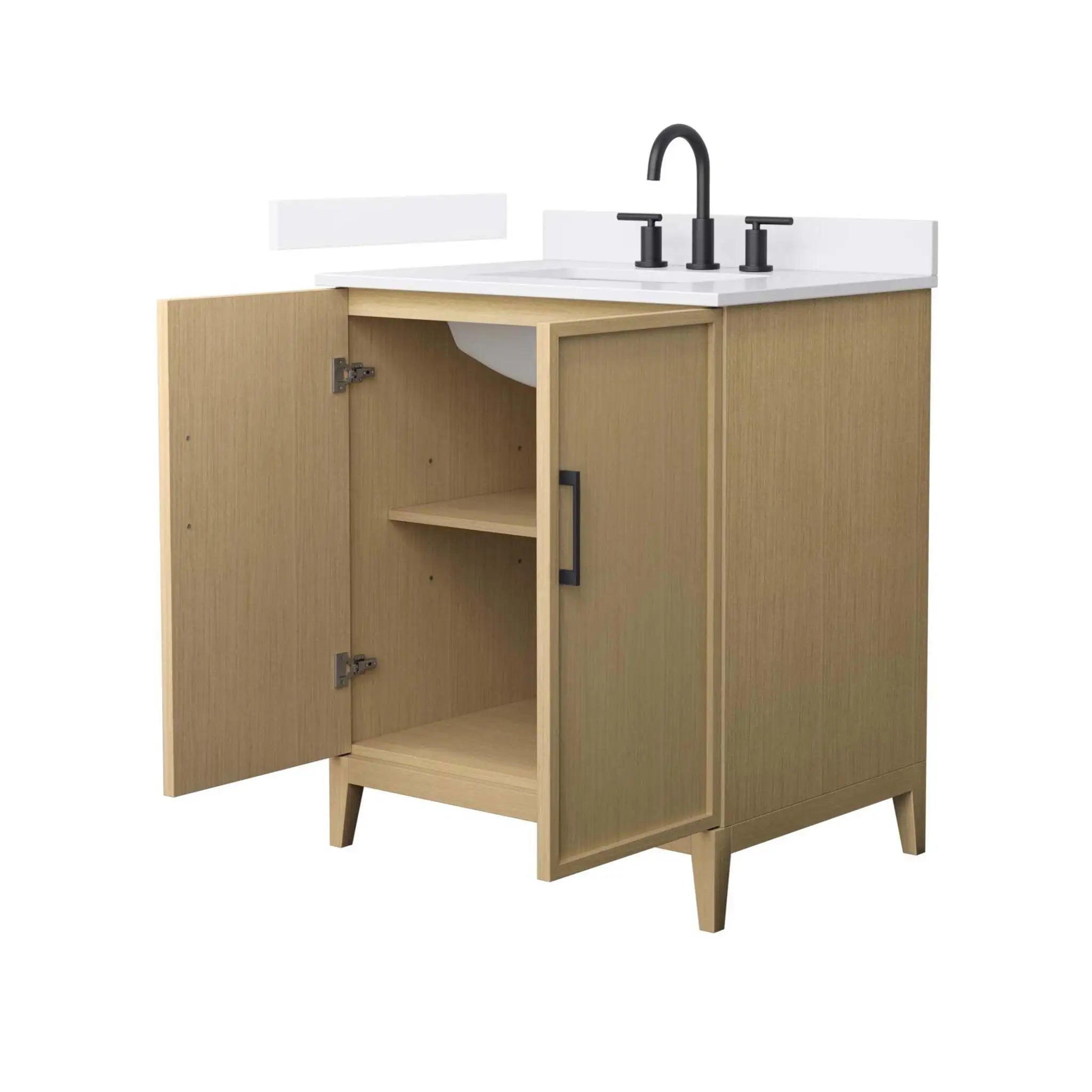 30" Elan Single Bathroom Vanity in White Oak with Matte Black Trim by Wyndham