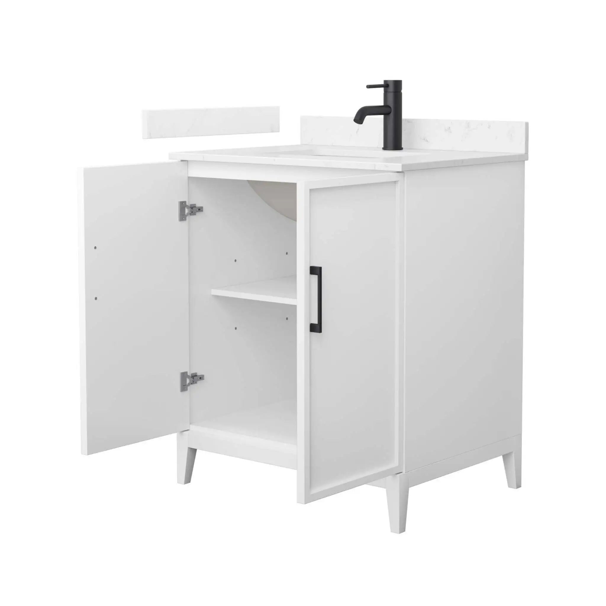 30" Elan Single Bathroom Vanity in White with Matte Black Trim by Wyndham