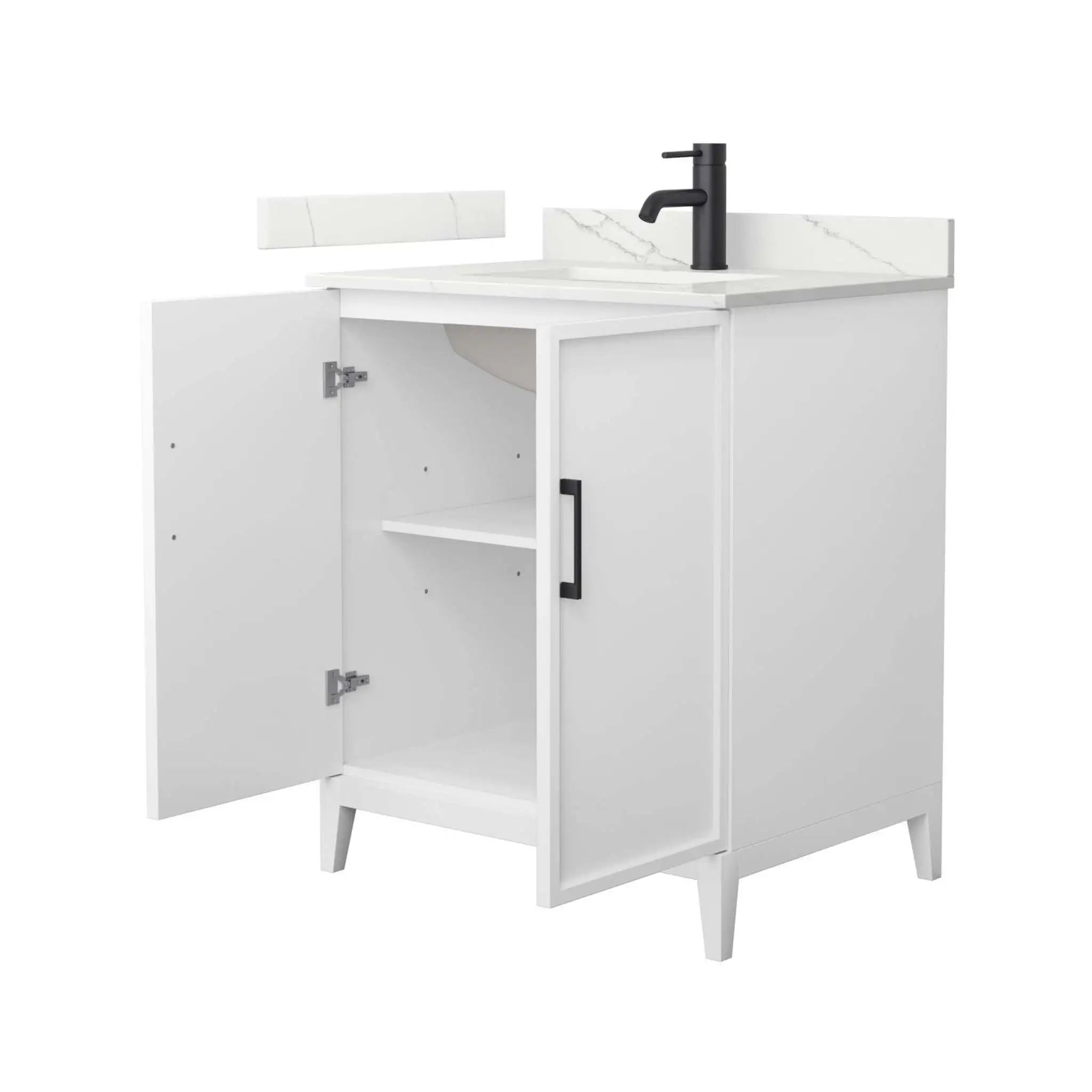 30" Elan Single Bathroom Vanity in White with Matte Black Trim by Wyndham