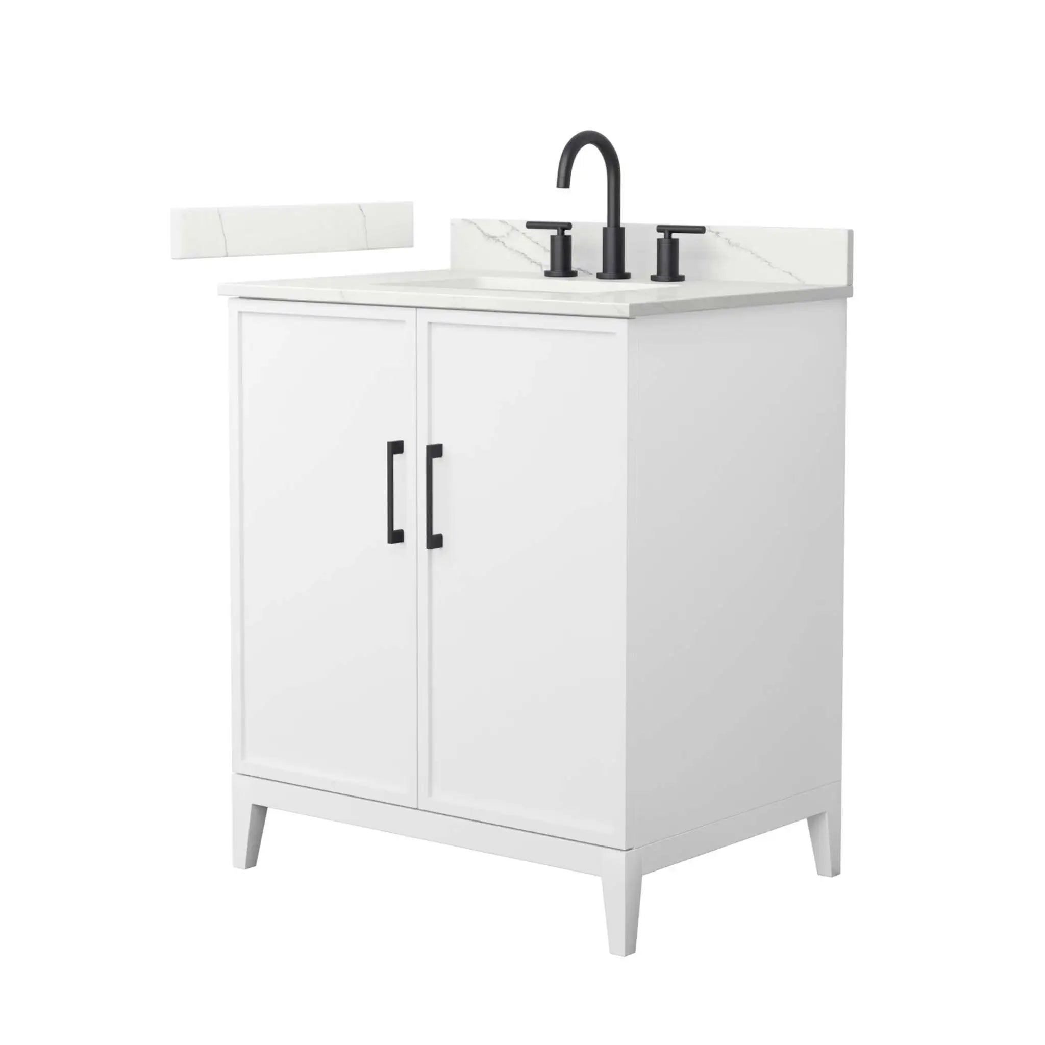 30" Elan Single Bathroom Vanity in White with Matte Black Trim by Wyndham