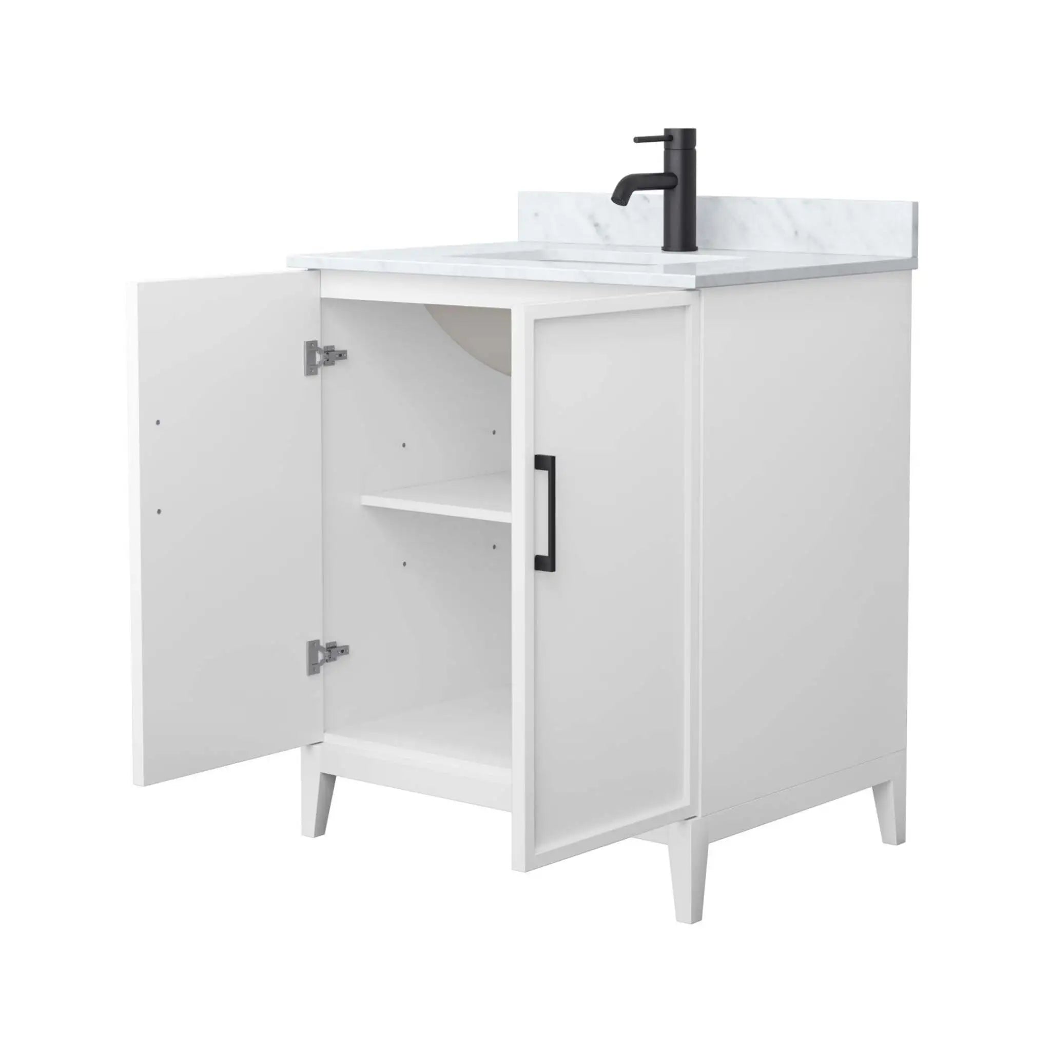 30" Elan Single Bathroom Vanity in White with Matte Black Trim by Wyndham
