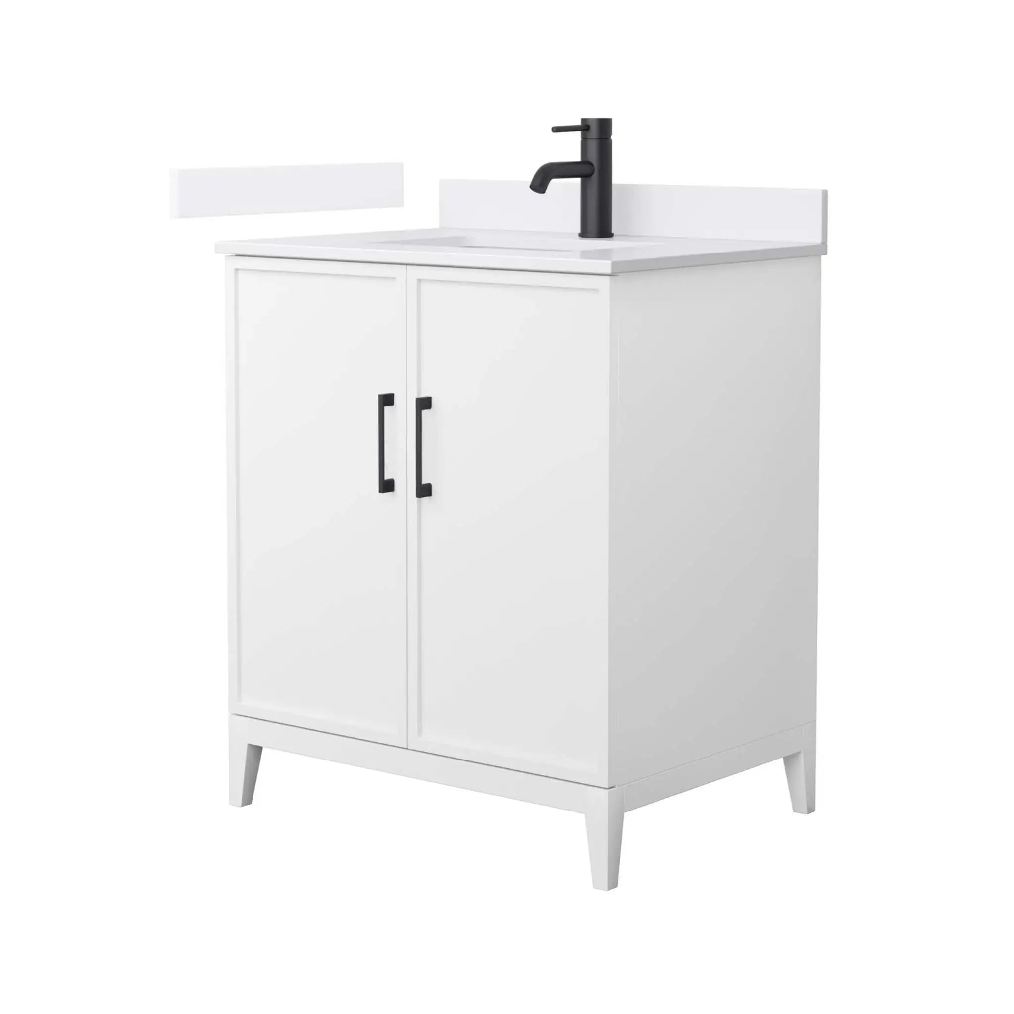30" Elan Single Bathroom Vanity in White with Matte Black Trim by Wyndham