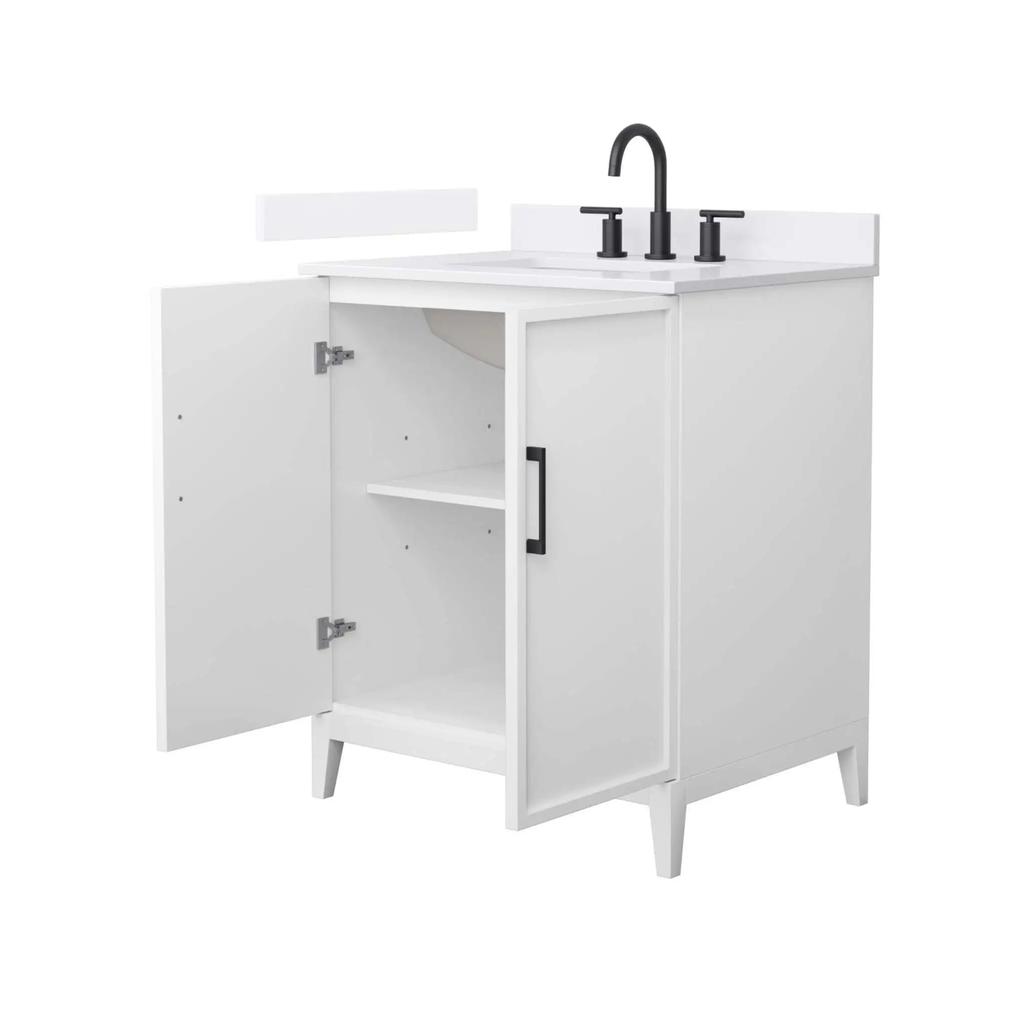 30" Elan Single Bathroom Vanity in White with Matte Black Trim by Wyndham