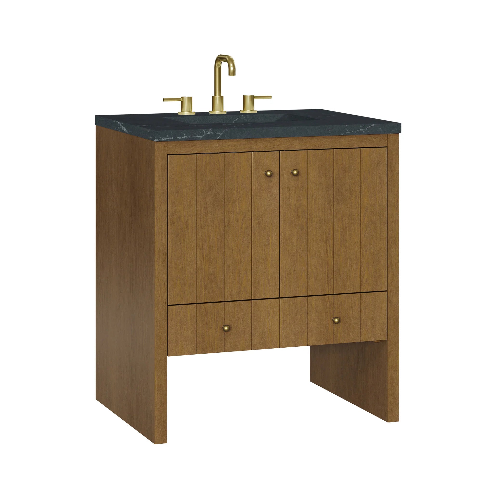 30" Hudson Single Vanity in Honey Oak by James Martin Vanities-Charcoal Soapstone Silestone 10