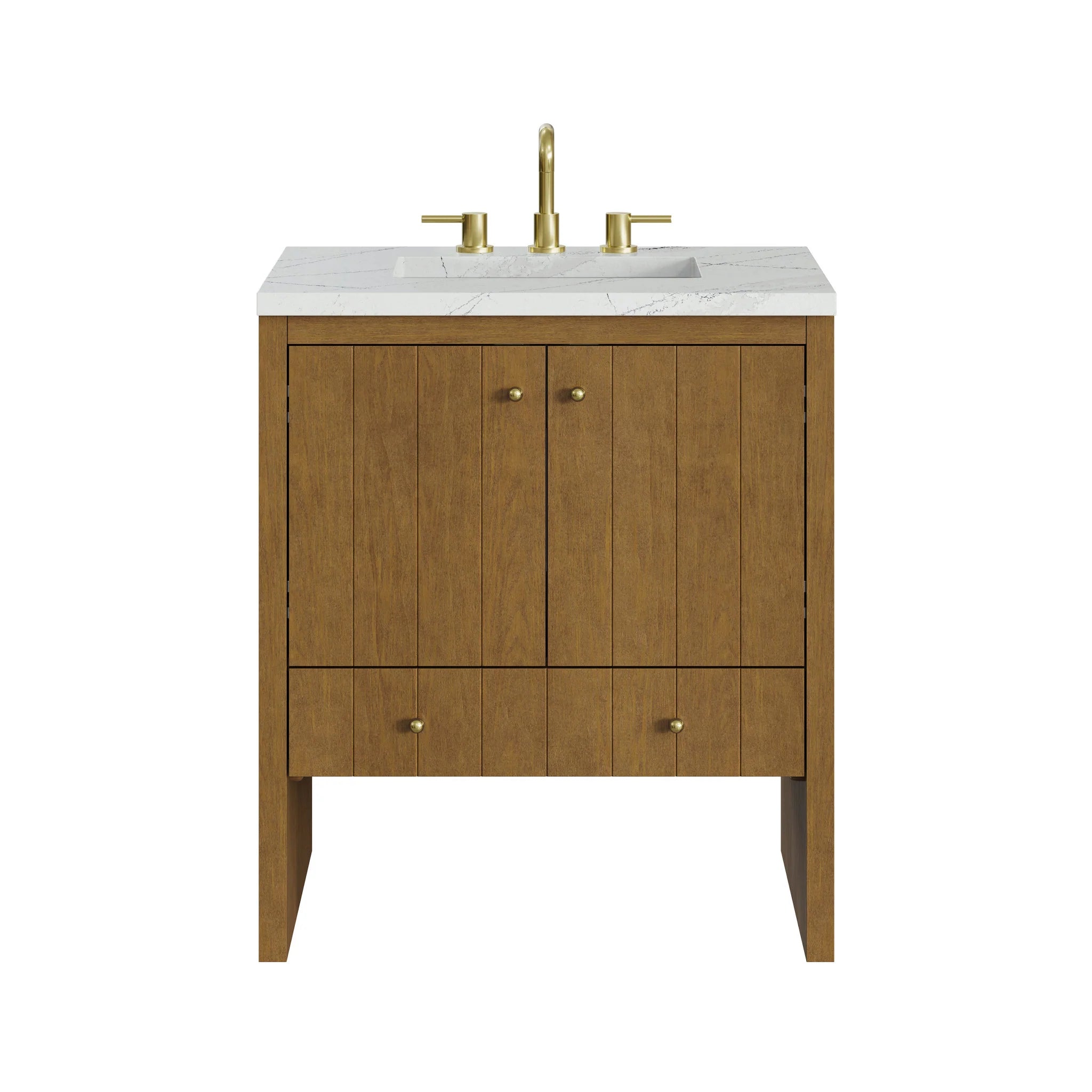 30" Hudson Single Vanity in Honey Oak by James Martin Vanities-Ethereal Noctis Silestone