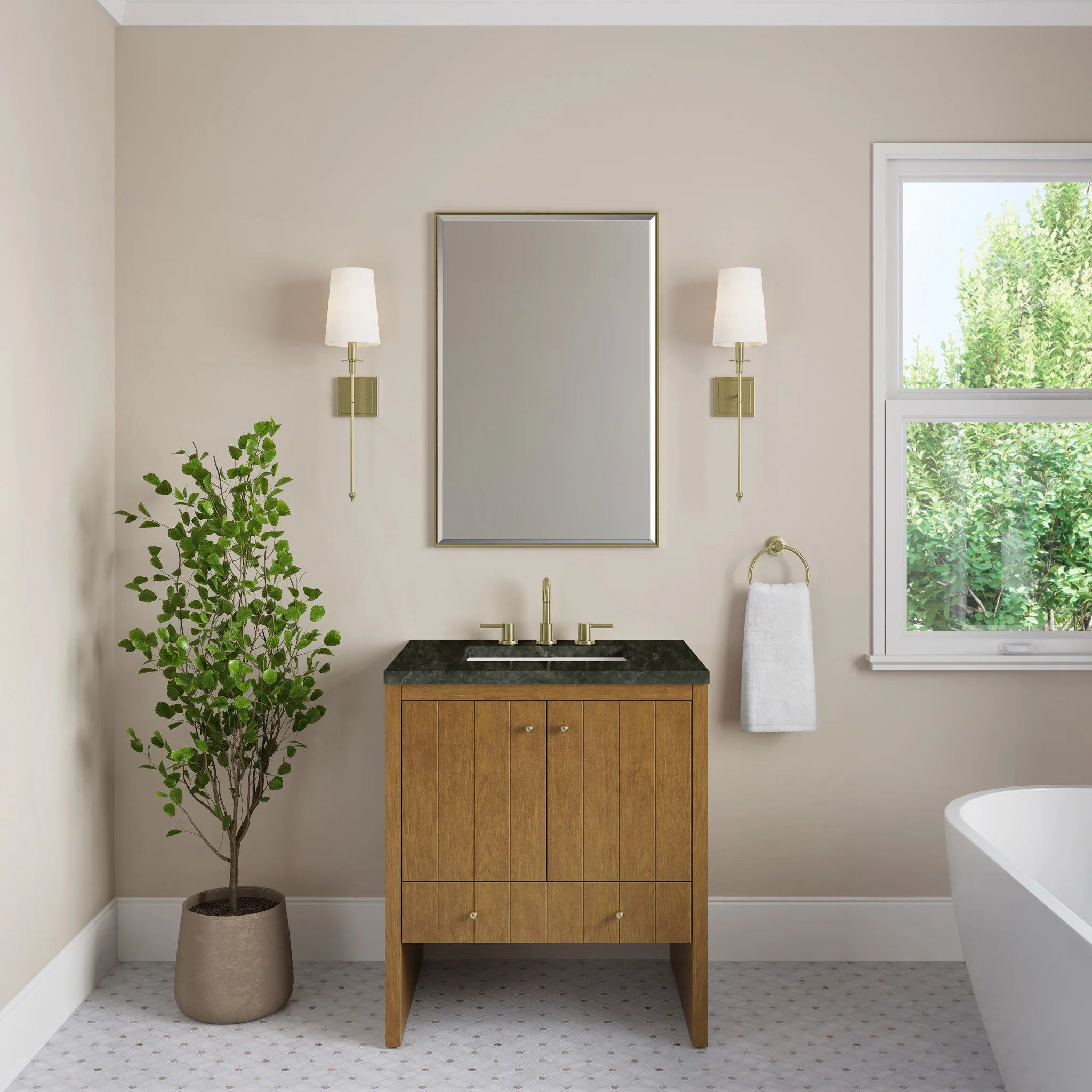 30" Hudson Single Vanity in Honey Oak by James Martin Vanities-Phantome Eclos 1