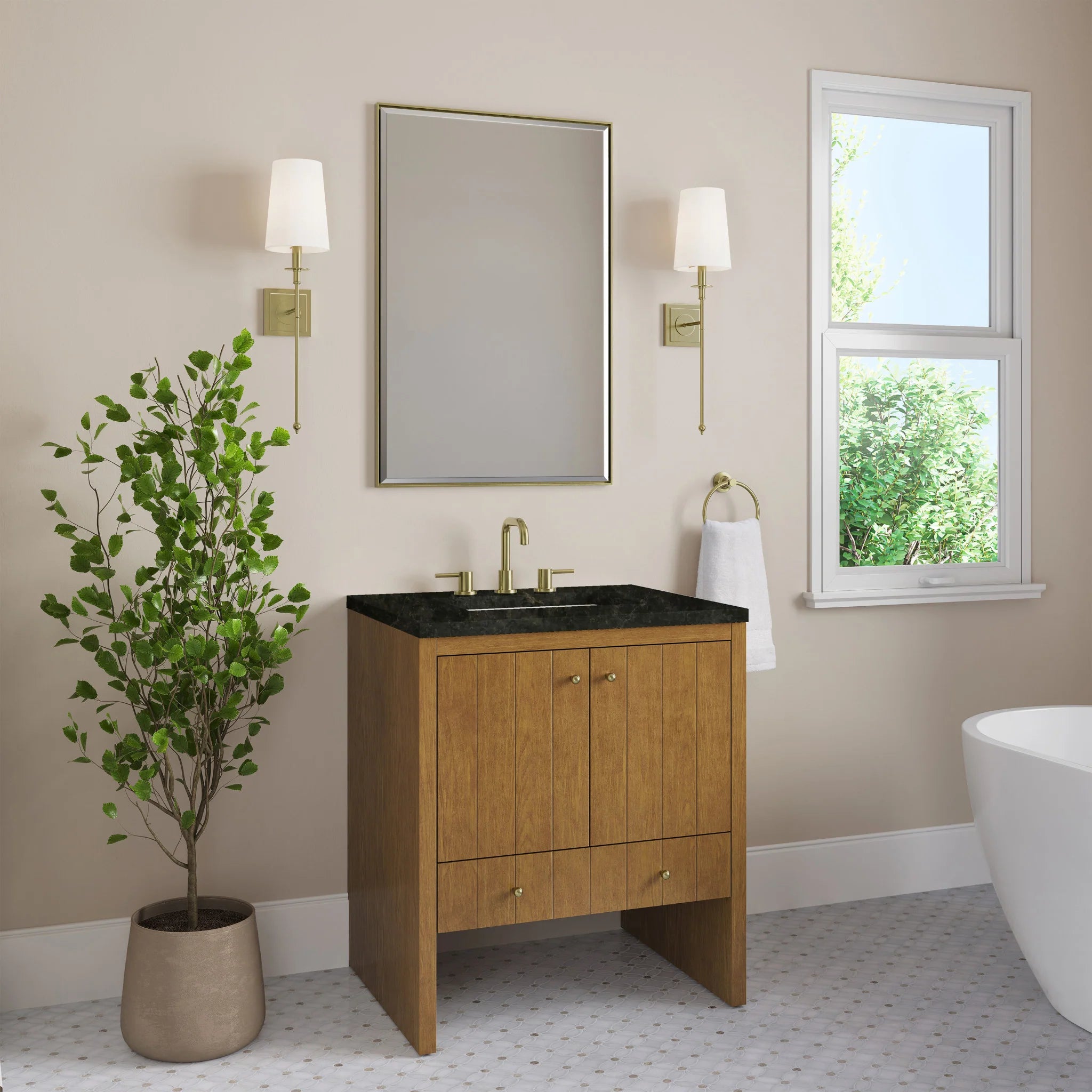 30" Hudson Single Vanity in Honey Oak by James Martin Vanities-Phantome Eclos 2
