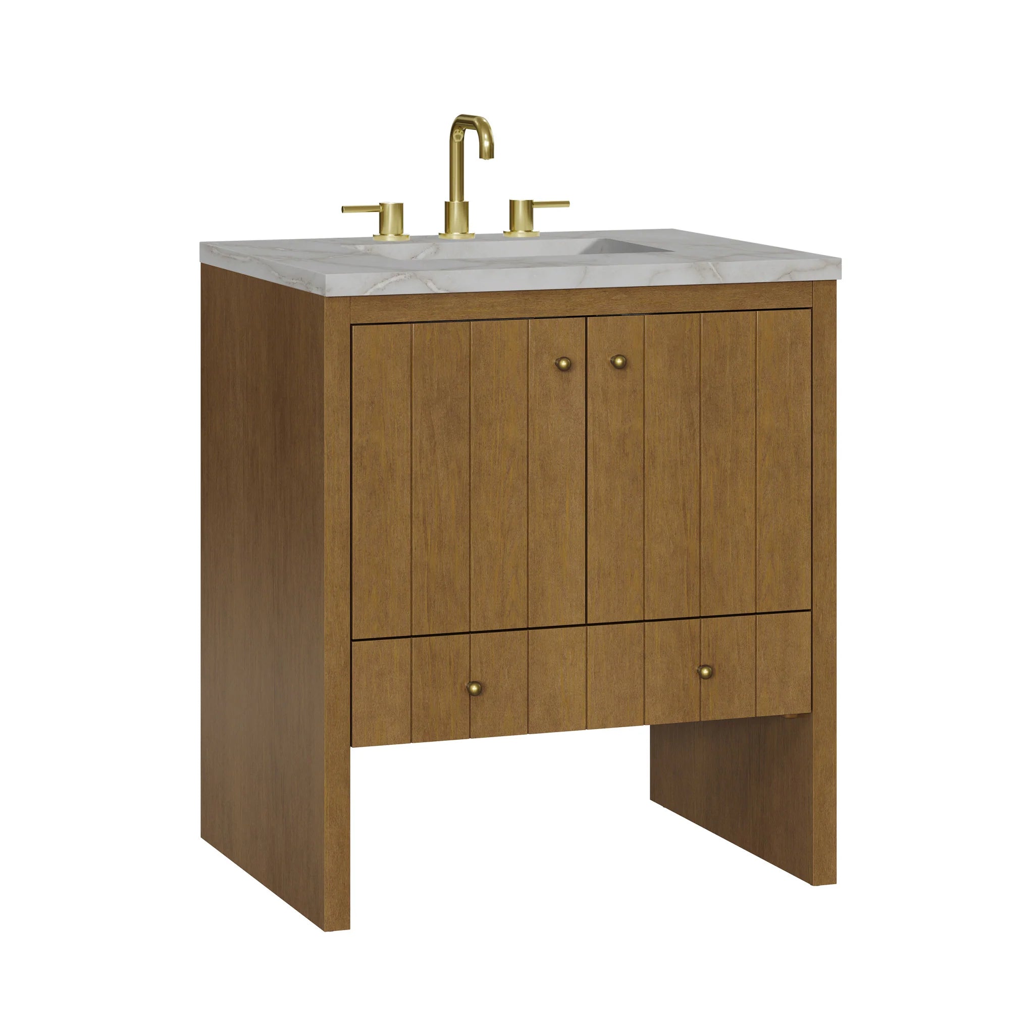 30" Hudson Single Vanity in Honey Oak by James Martin Vanities-Victorian Silver Silestone 10