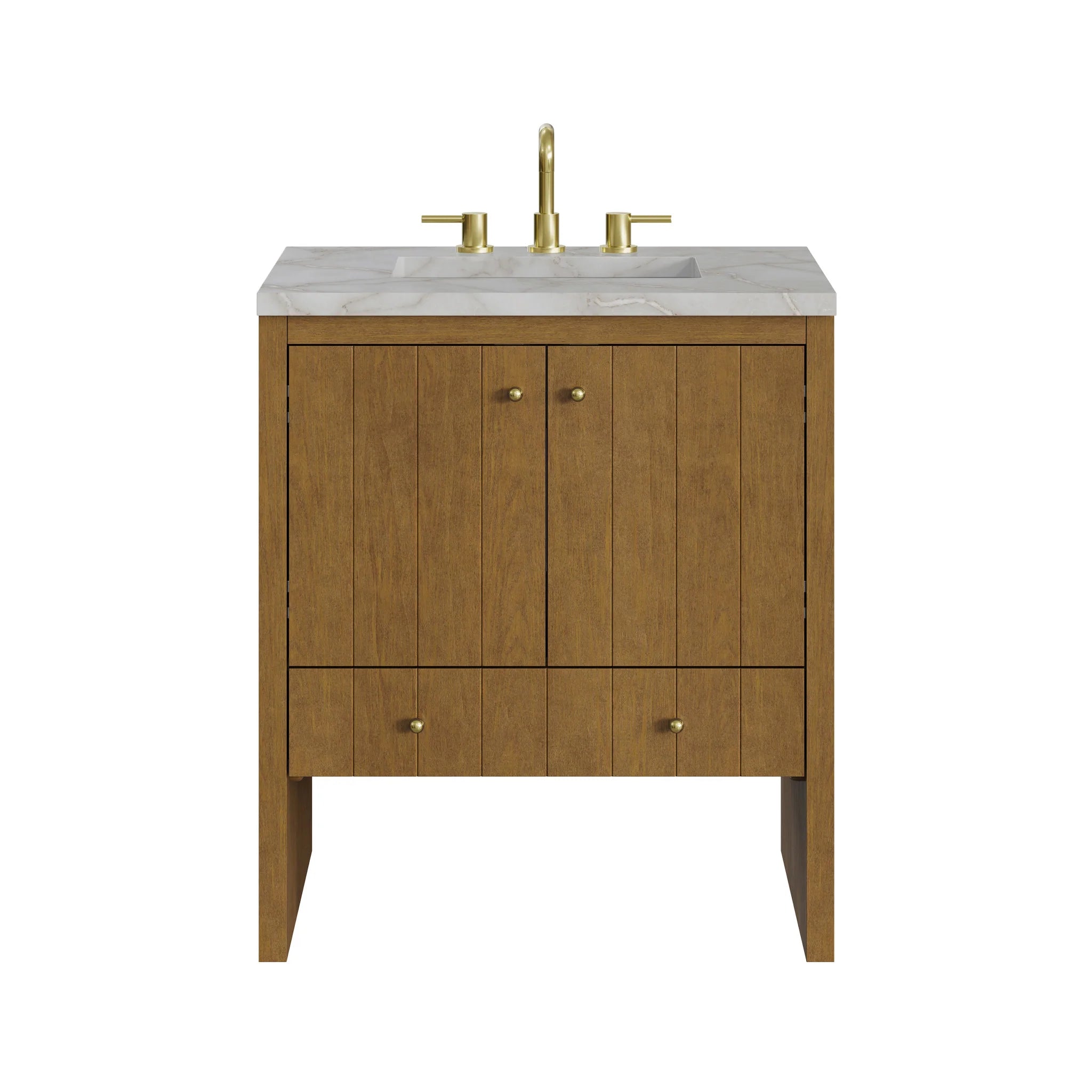30" Hudson Single Vanity in Honey Oak by James Martin Vanities-Victorian Silver Silestone