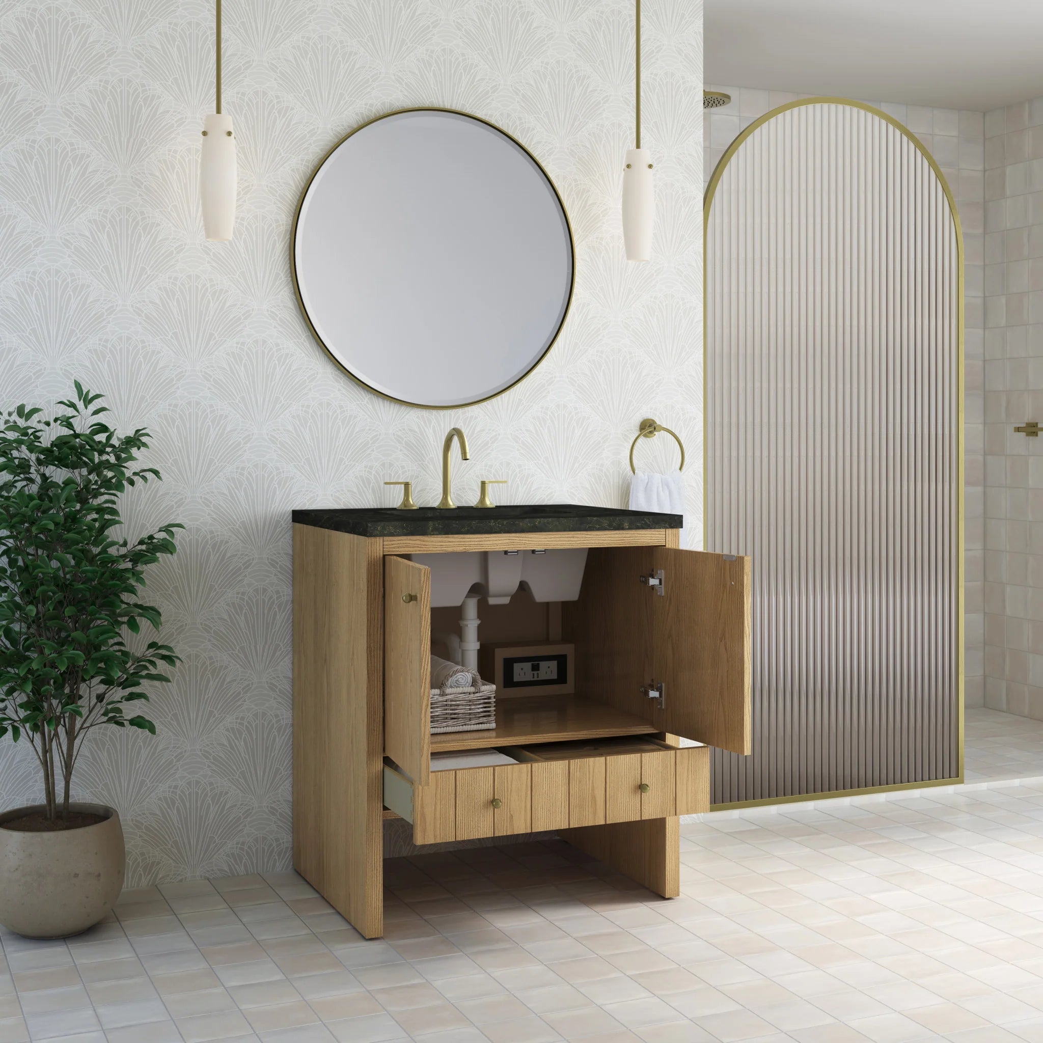 30" Hudson Single Vanity in Light Natural Oak by James Martin Vanities-Phantome Eclos 3