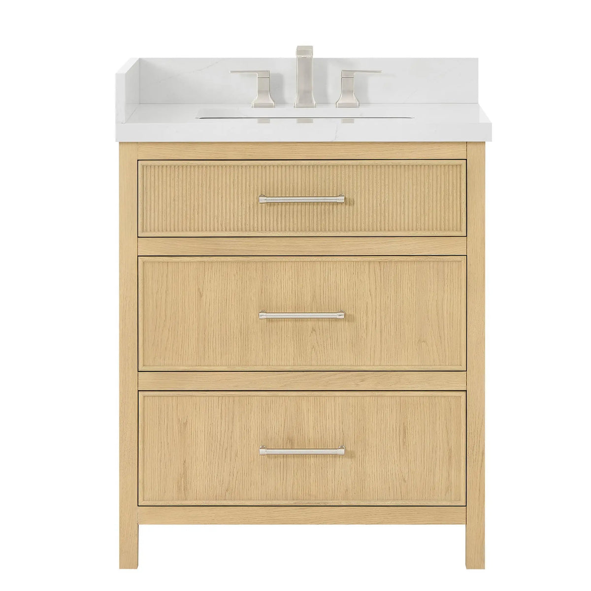 30" Isola Single Bathroom Vanity Scandinavian Oak Brushed Nickel Trim by wyndham View 5