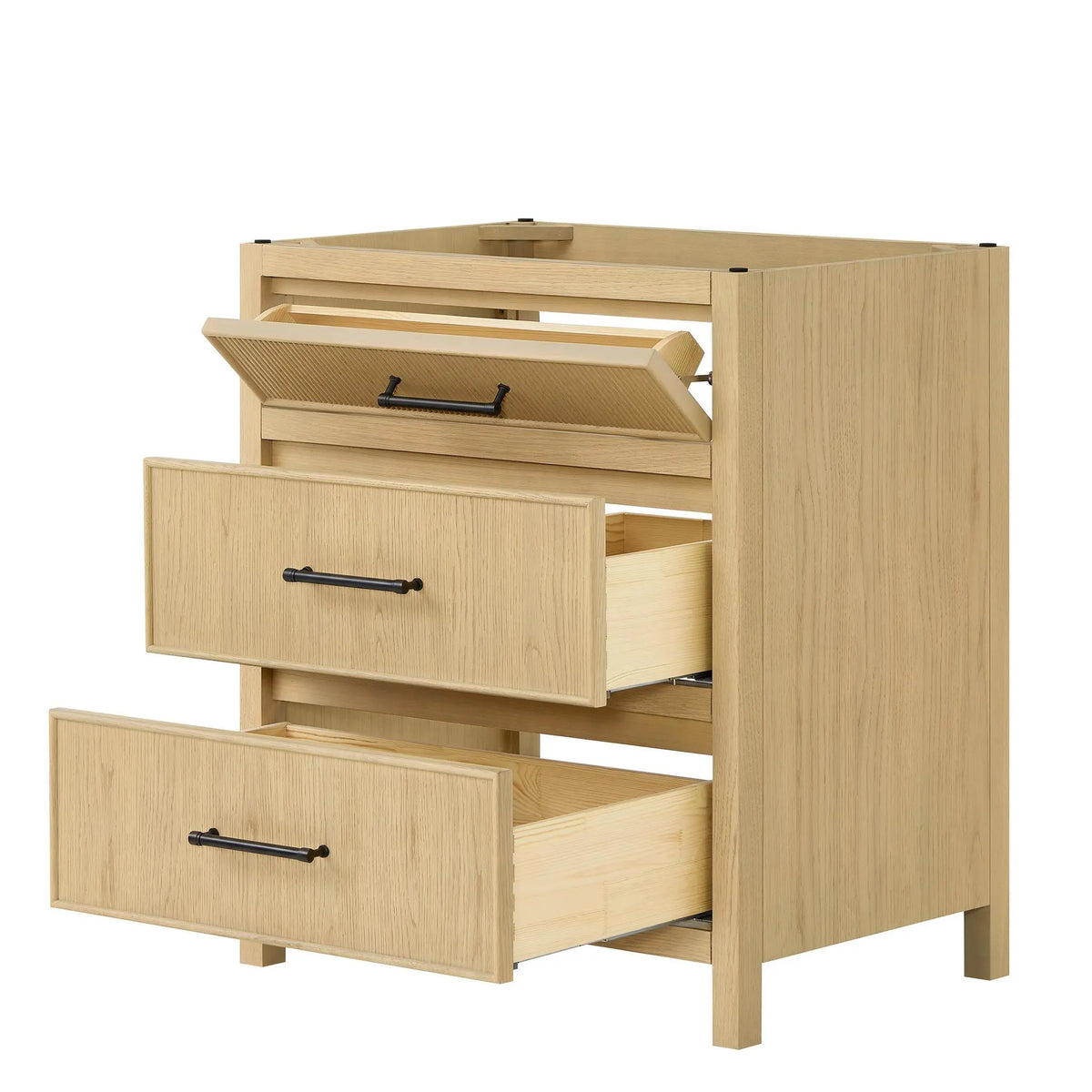 30" Isola Single Bathroom Vanity Scandinavian Oak Matte Black Trim by wyndham View 18