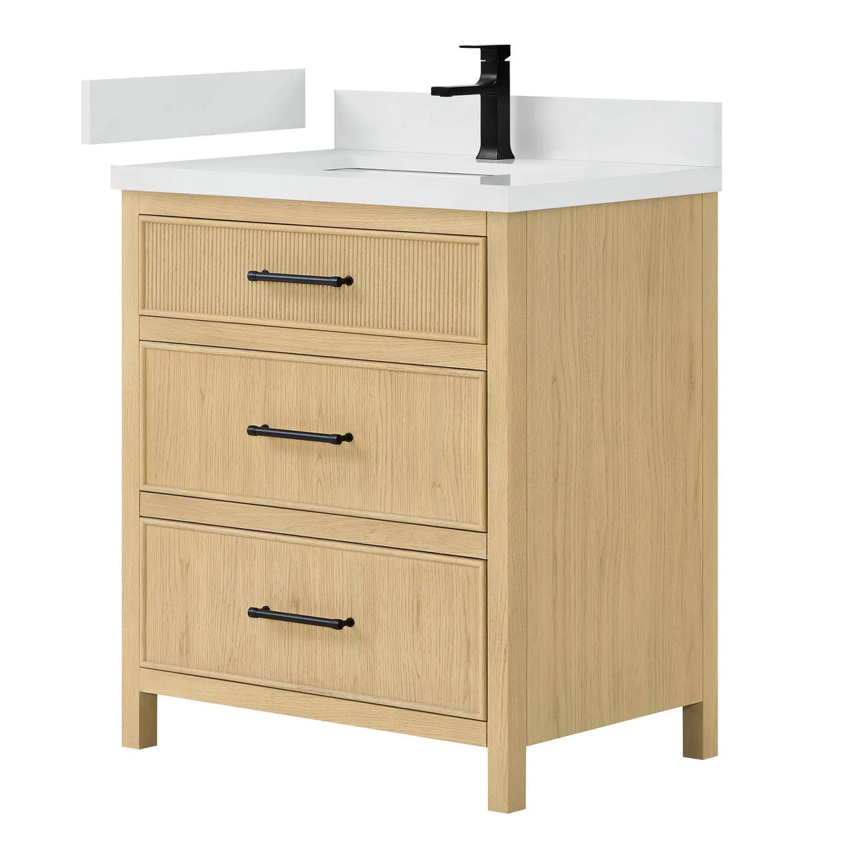 30" Isola Single Bathroom Vanity Scandinavian Oak Matte Black Trim by wyndham View 12