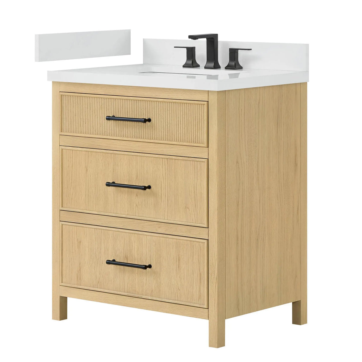 30" Isola Single Bathroom Vanity Scandinavian Oak Matte Black Trim by wyndham View 16