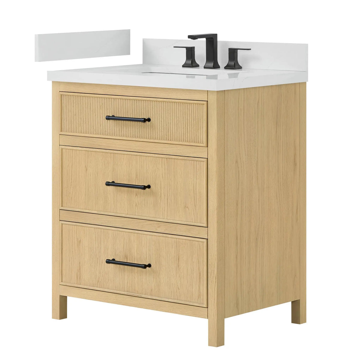 30" Isola Single Bathroom Vanity Scandinavian Oak Matte Black Trim by wyndham View 8