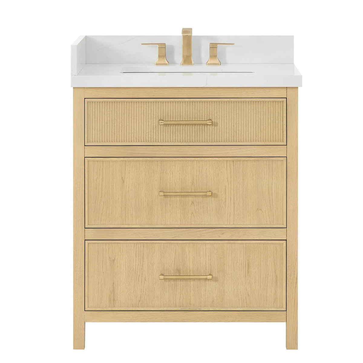 30" Isola Single Bathroom Vanity Scandinavian Oak Satin Bronze Trim by wyndham View 5