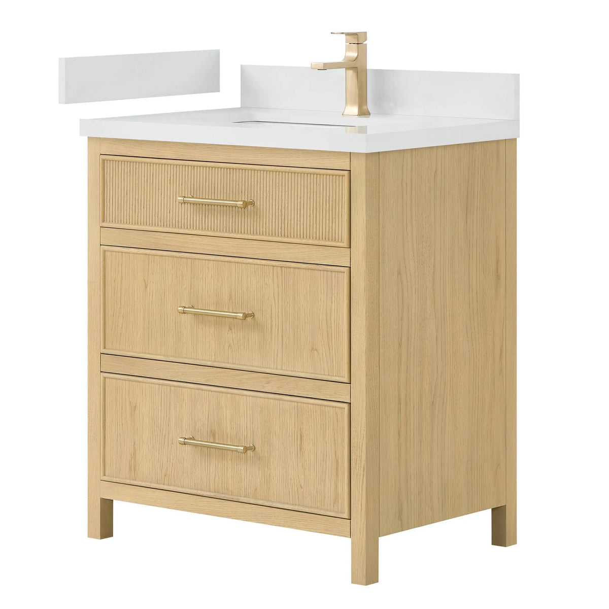30" Isola Single Bathroom Vanity Scandinavian Oak Satin Bronze Trim by wyndham View 12