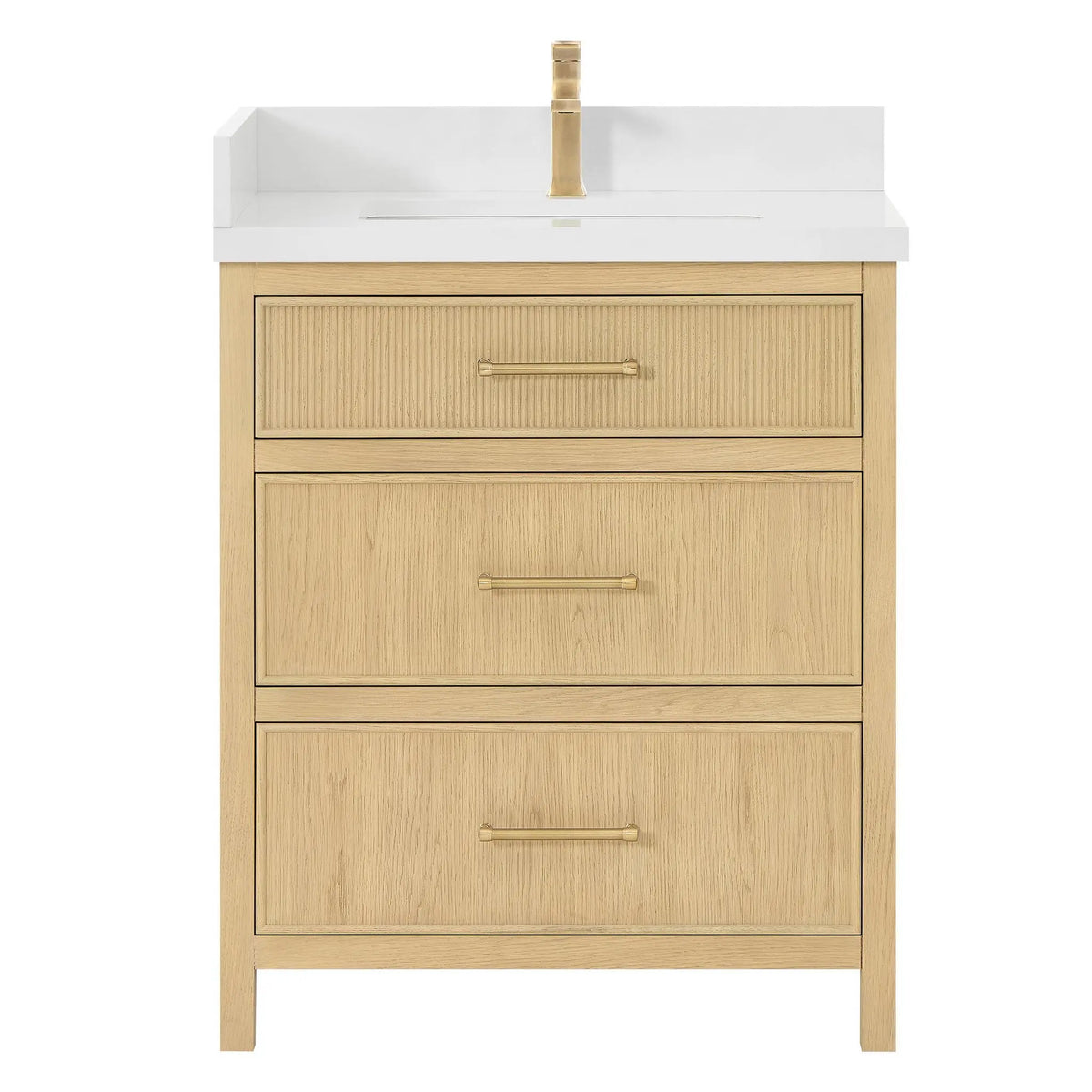 30" Isola Single Bathroom Vanity Scandinavian Oak Satin Bronze Trim by wyndham View 9