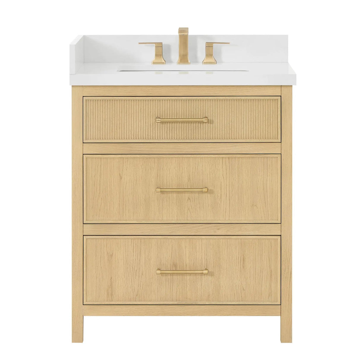 30" Isola Single Bathroom Vanity Scandinavian Oak Satin Bronze Trim by wyndham View 13