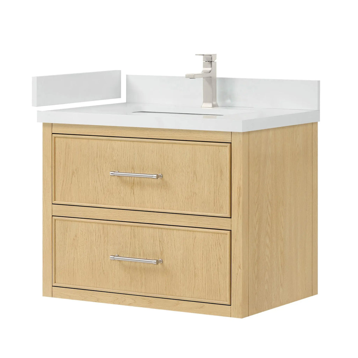 30" Isola Single Wall Mounted Bathroom Vanity Scandinavian Oak Brushed Nickel Trim by wyndham View 12