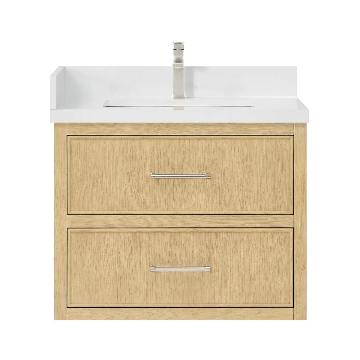 30" Isola Single Wall Mounted Bathroom Vanity Scandinavian Oak Brushed Nickel Trim by wyndham View 9