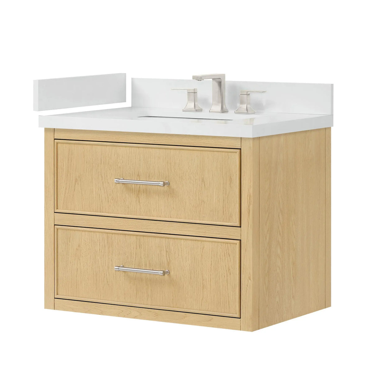 30" Isola Single Wall Mounted Bathroom Vanity Scandinavian Oak Brushed Nickel Trim by wyndham View 16