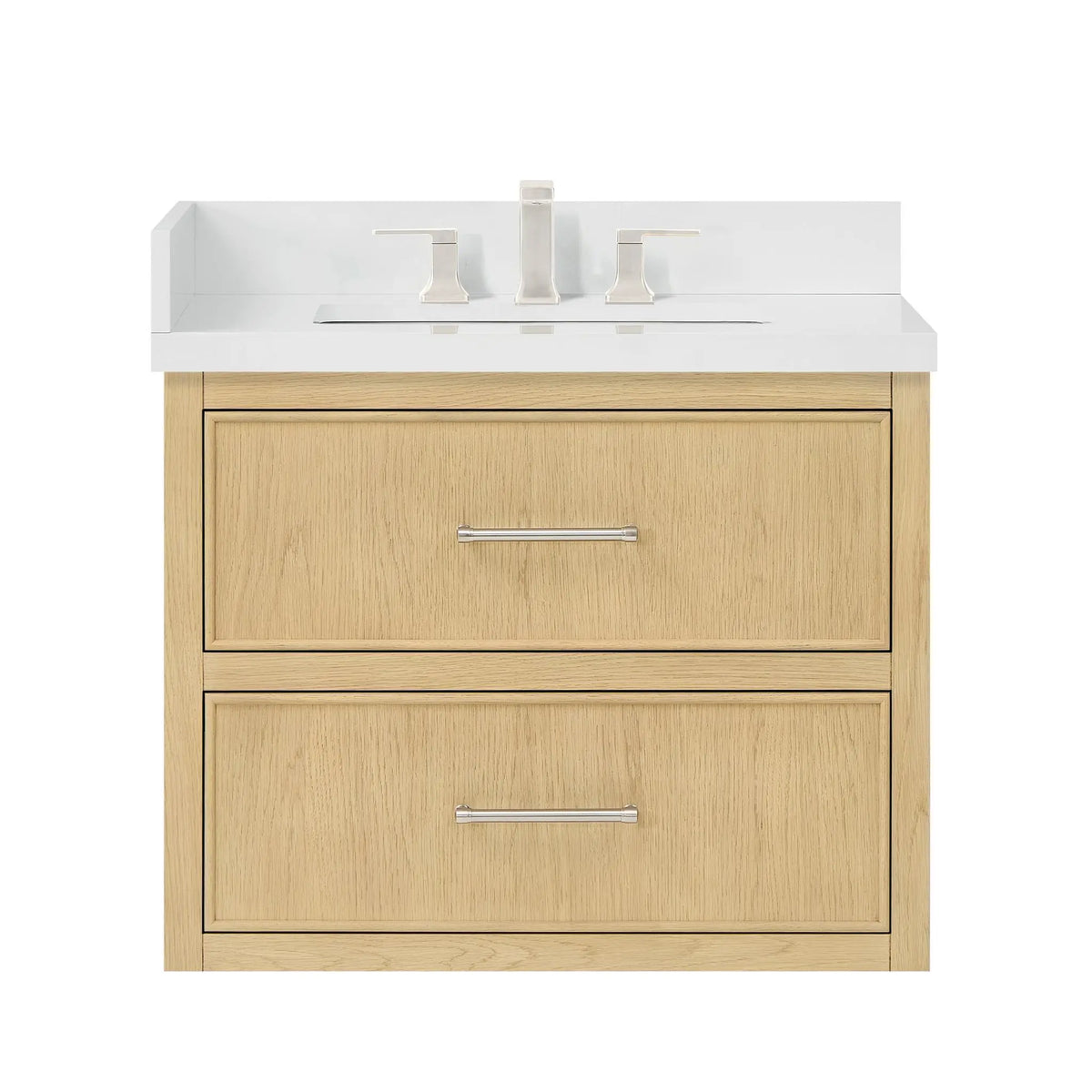 30" Isola Single Wall Mounted Bathroom Vanity Scandinavian Oak Brushed Nickel Trim by wyndham View 13
