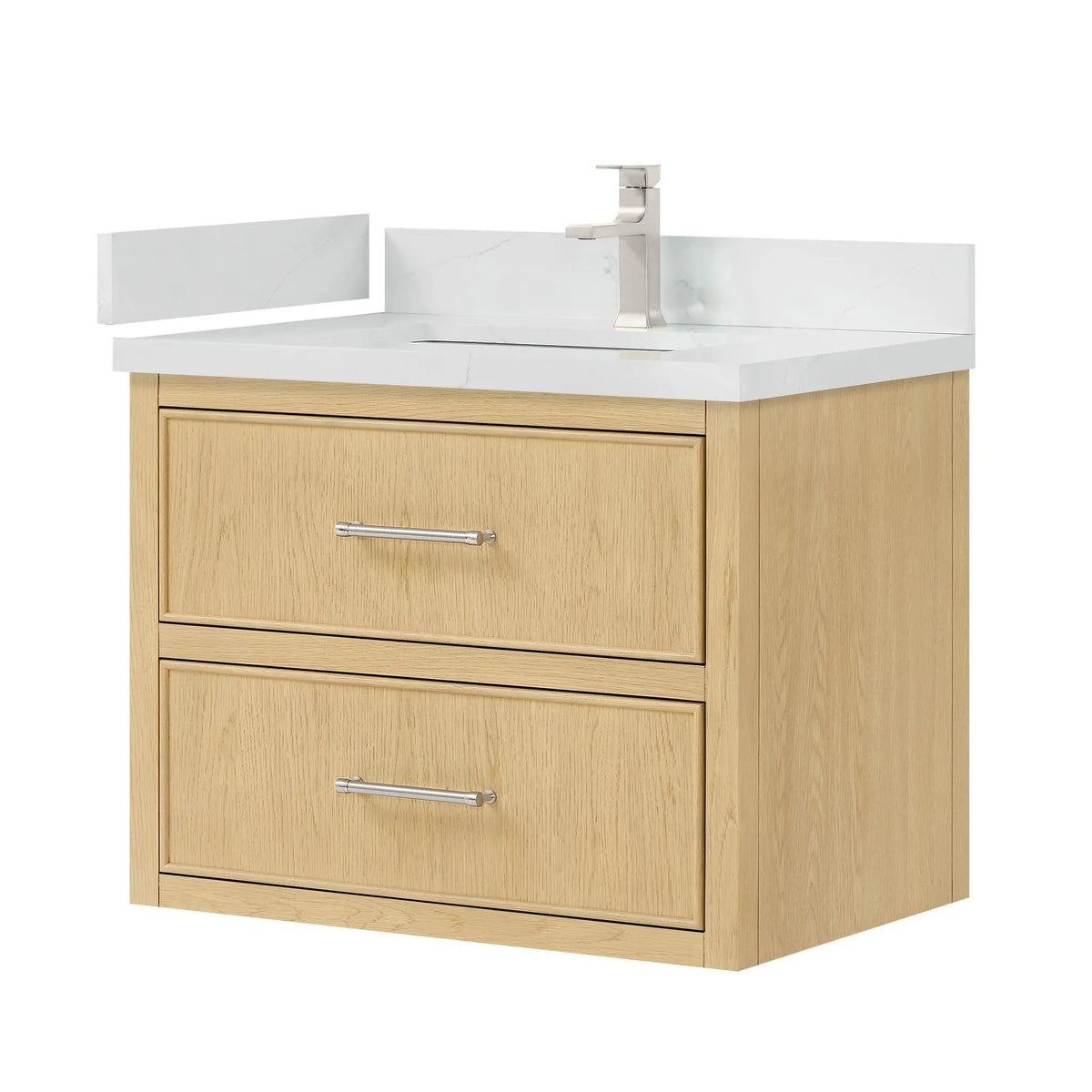 30" Isola Single Wall Mounted Bathroom Vanity Scandinavian Oak Brushed Nickel Trim by wyndham View 4
