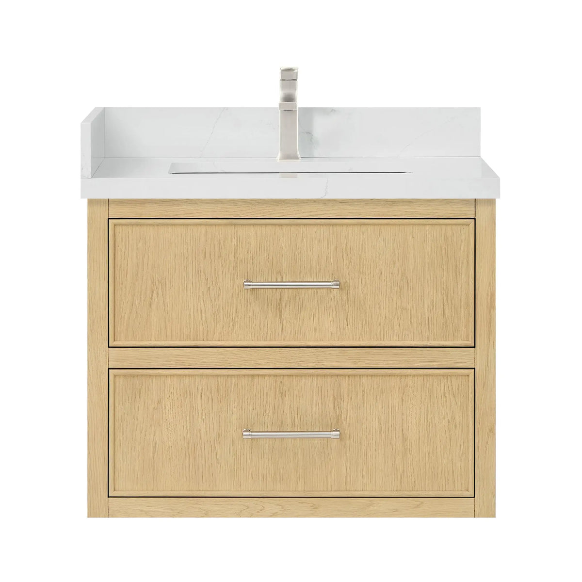 30" Isola Single Wall Mounted Bathroom Vanity Scandinavian Oak Brushed Nickel Trim by wyndham View 1