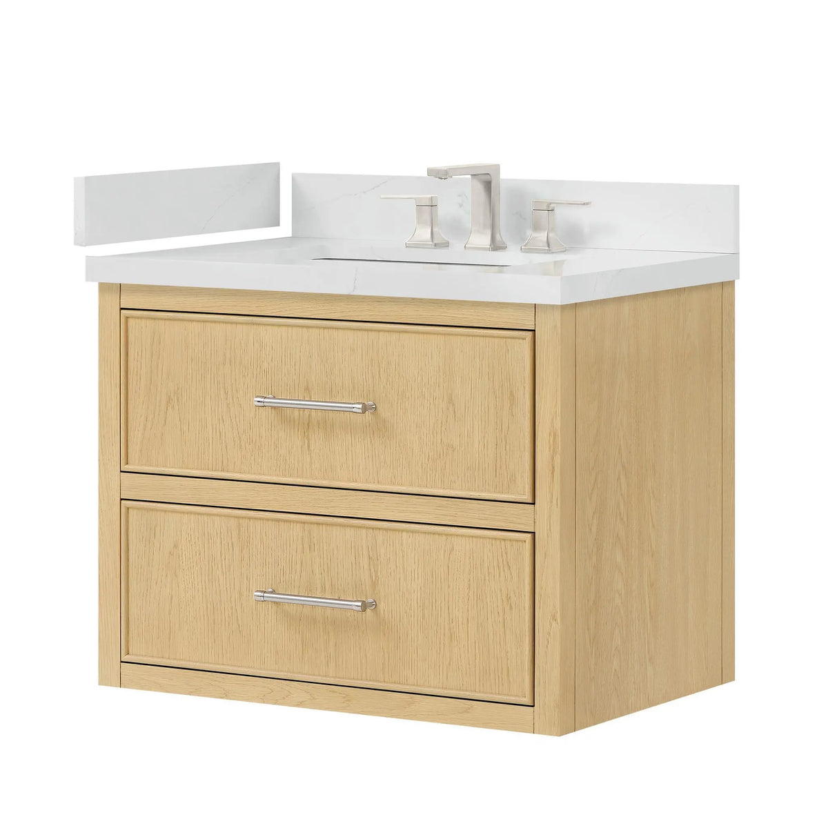 30" Isola Single Wall Mounted Bathroom Vanity Scandinavian Oak Brushed Nickel Trim by wyndham View 8