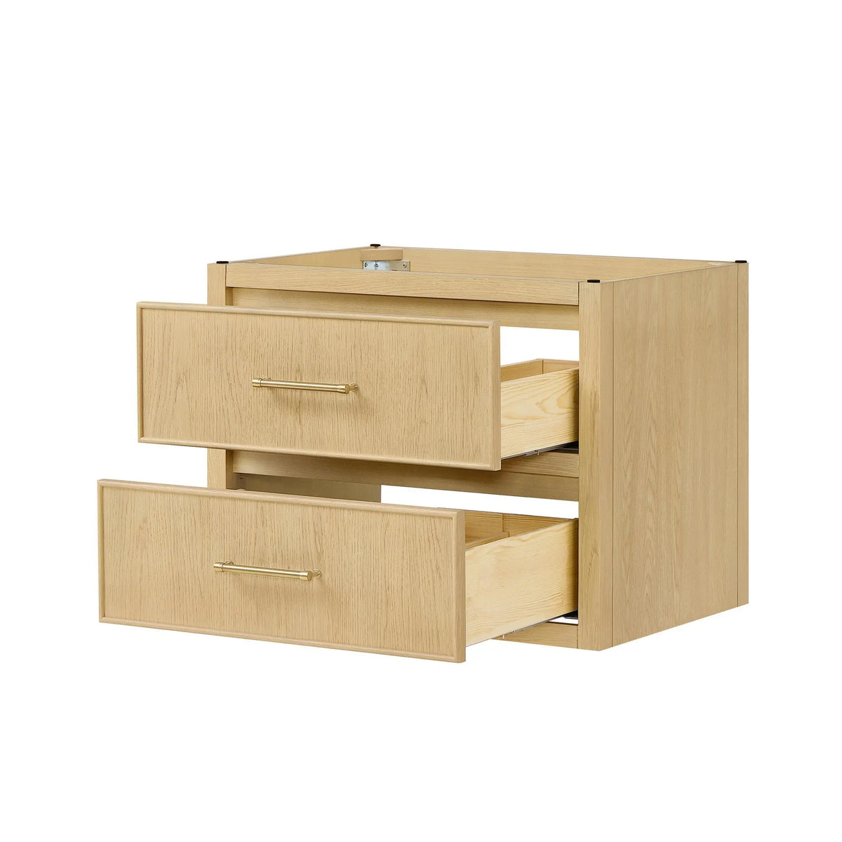 30" Isola Single Wall Mounted Bathroom Vanity Scandinavian Oak Satin Bronze Trim by wyndham View 18