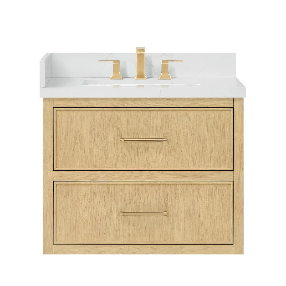 30" Isola Single Wall Mounted Bathroom Vanity Scandinavian Oak Satin Bronze Trim by wyndham View 5