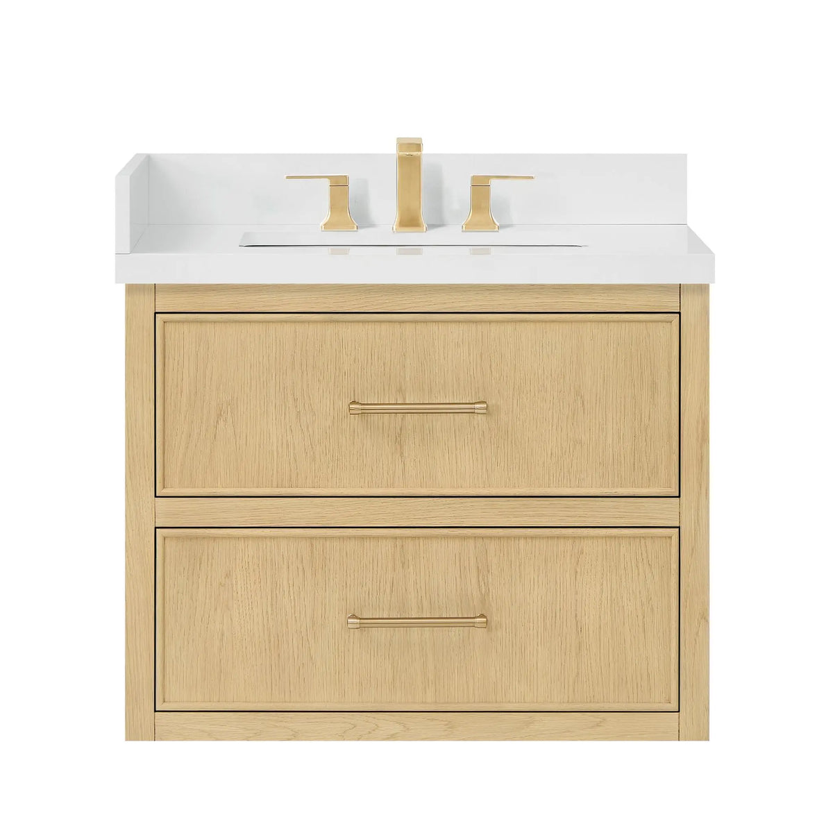 30" Isola Single Wall Mounted Bathroom Vanity Scandinavian Oak Satin Bronze Trim by wyndham View 13