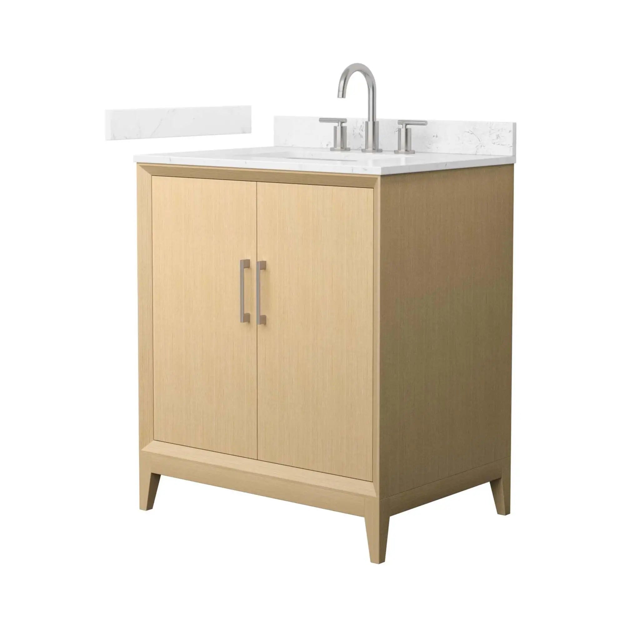 30" Janna Single Bathroom Vanity in White Oak with Brushed Nickel Trim by Wyndham
