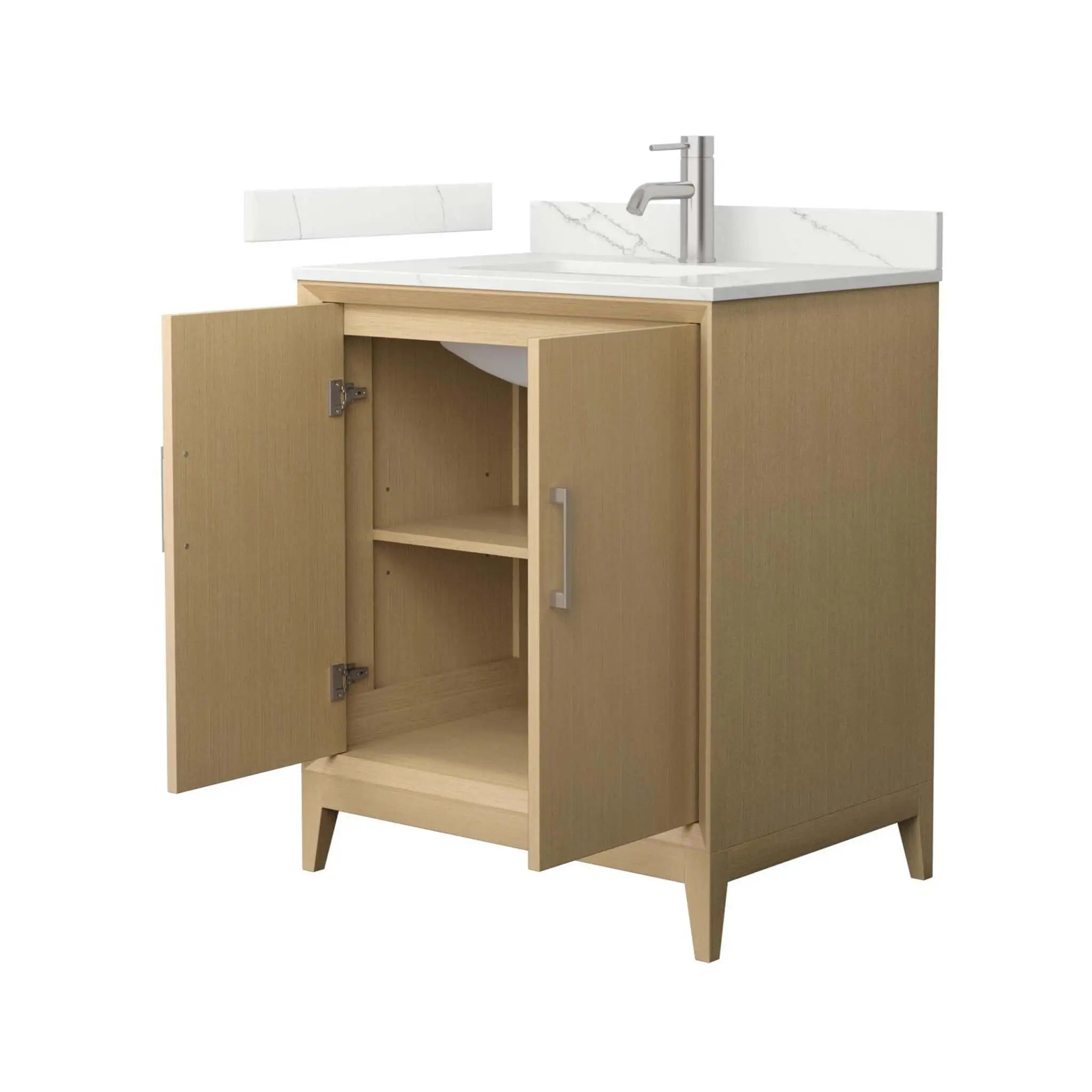 30" Janna Single Bathroom Vanity in White Oak with Brushed Nickel Trim by Wyndham