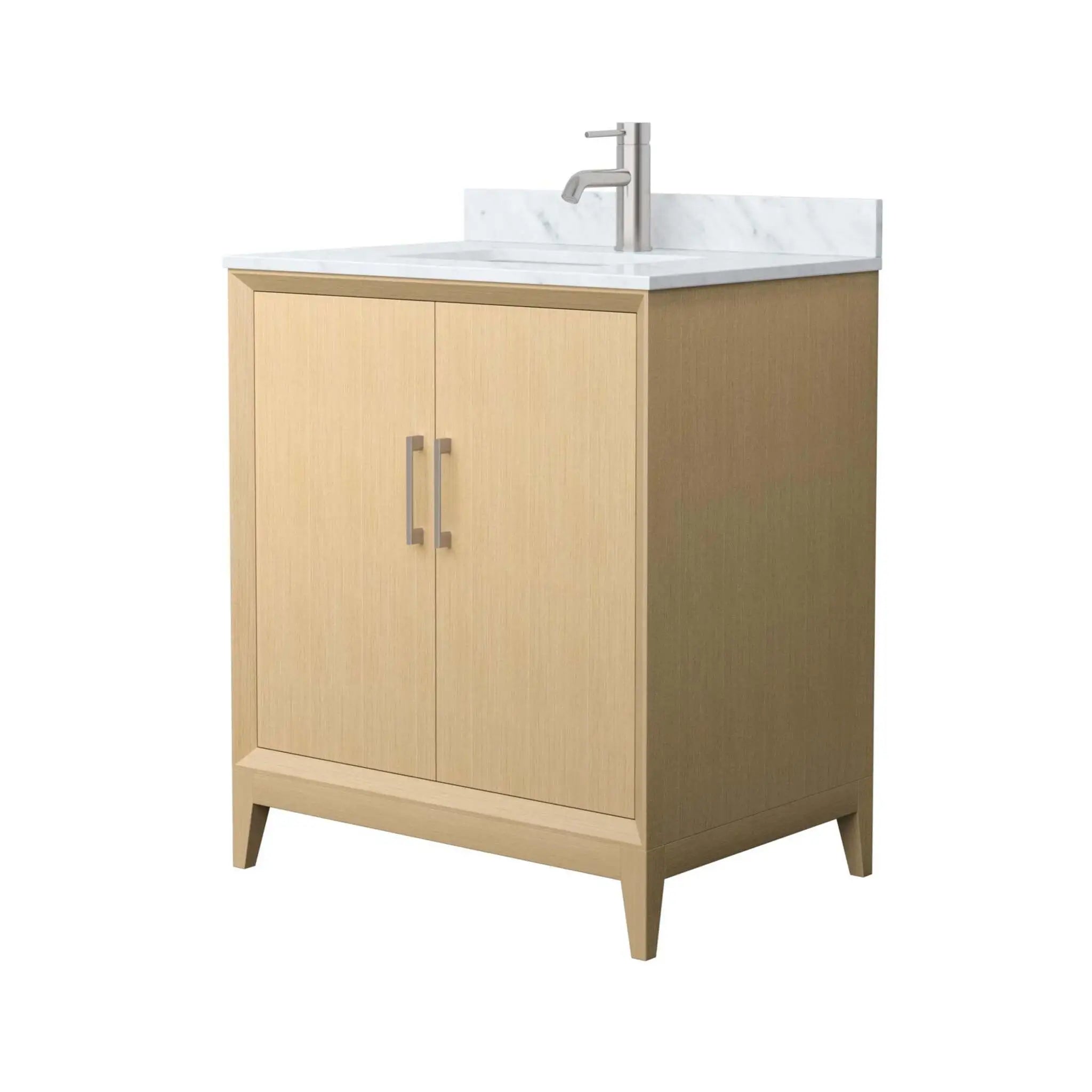 30" Janna Single Bathroom Vanity in White Oak with Brushed Nickel Trim by Wyndham