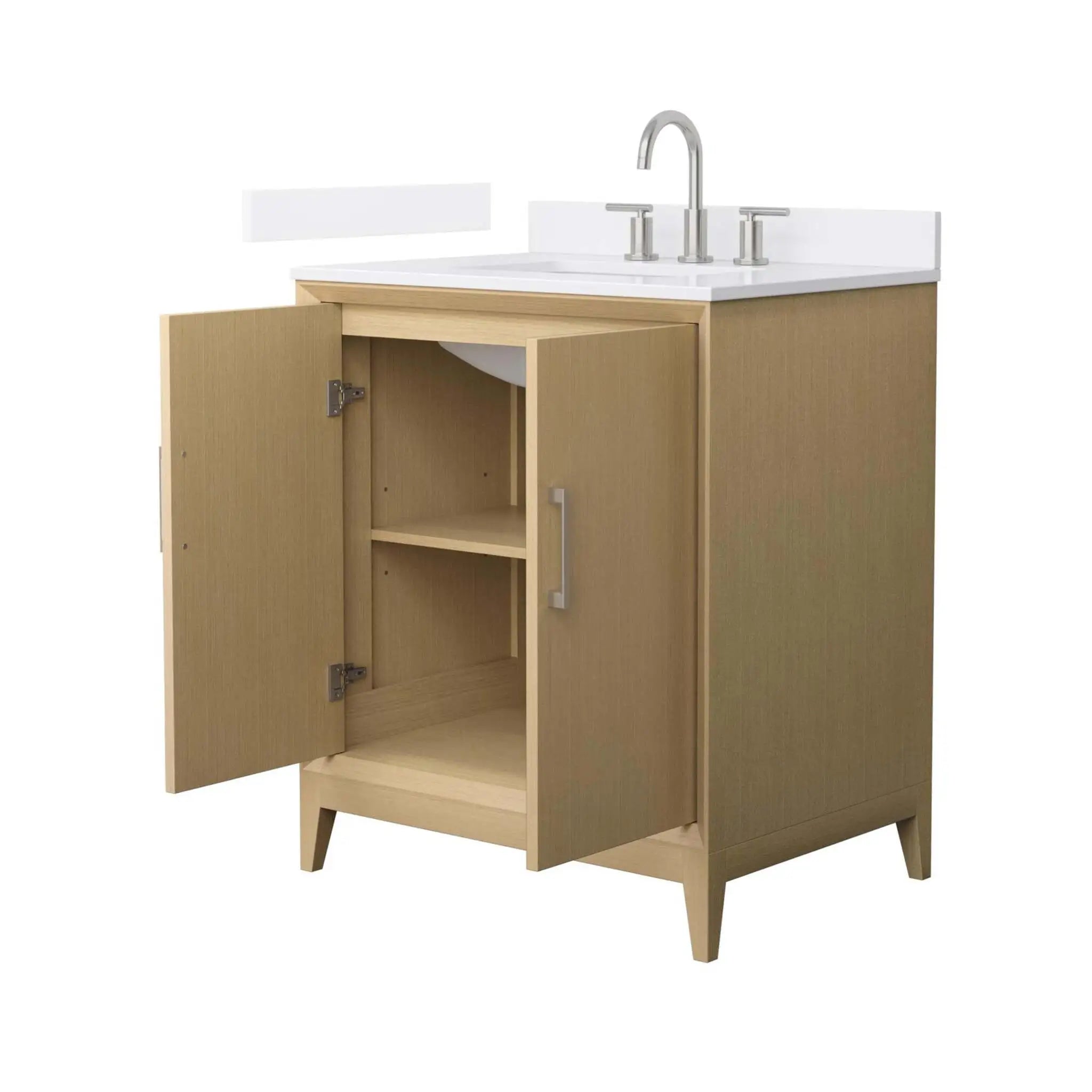 30" Janna Single Bathroom Vanity in White Oak with Brushed Nickel Trim by Wyndham